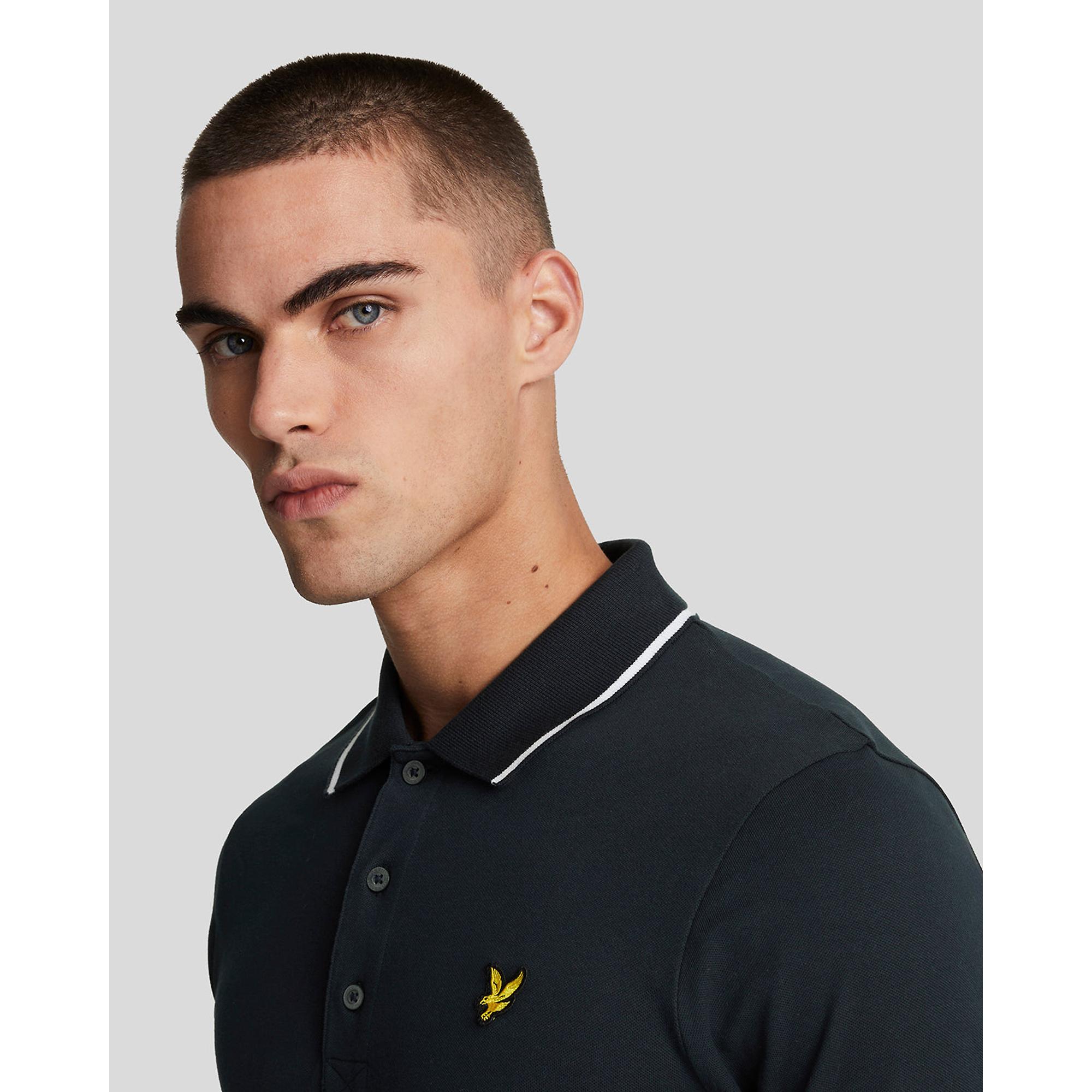 Product image 4 of 5 of Lyle & Scott Men's Tipped Polo Shirt - Dark Navy/ White