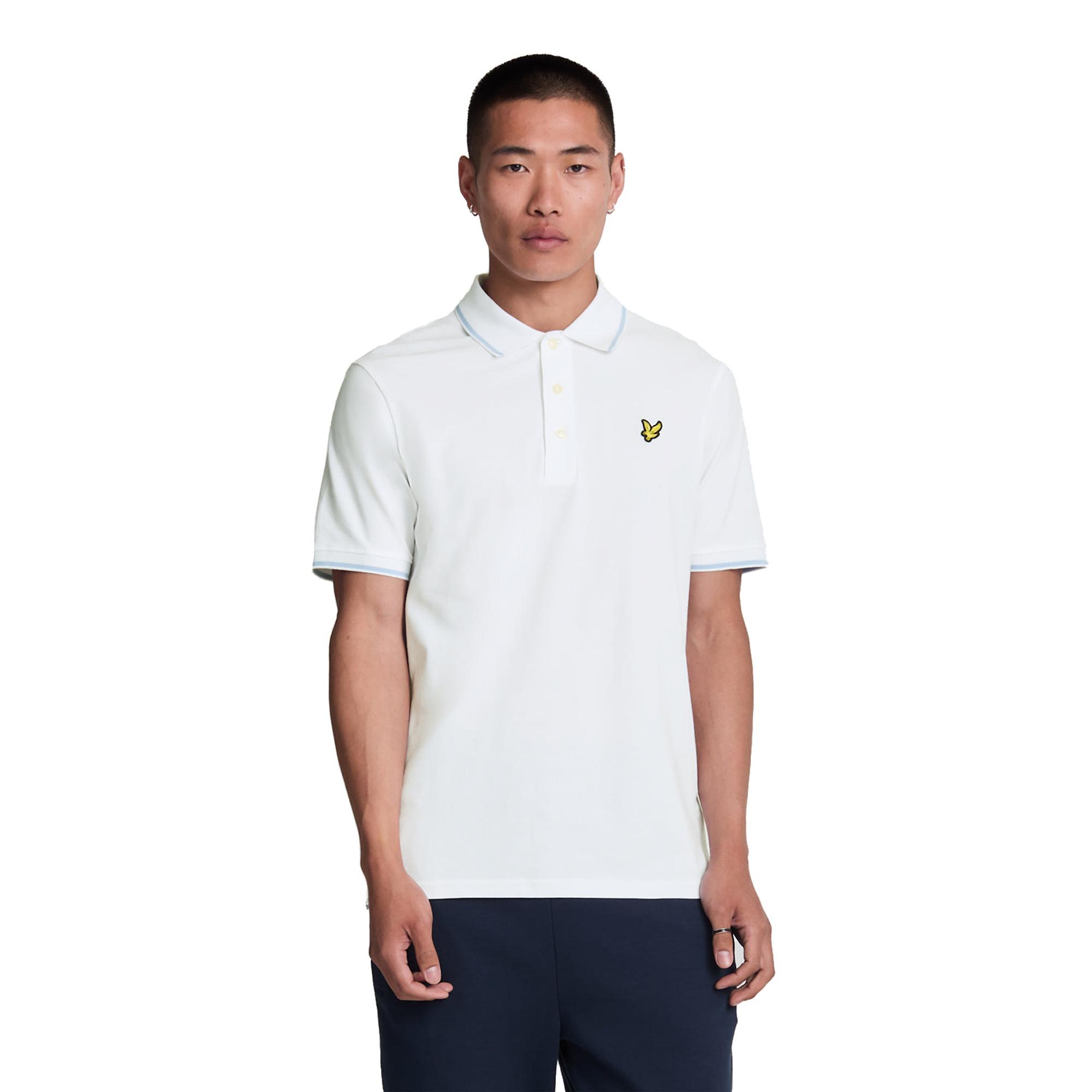 Product image 1 of 5 of Lyle & Scott Men's Tipped Polo Shirt - White/ Light Blue