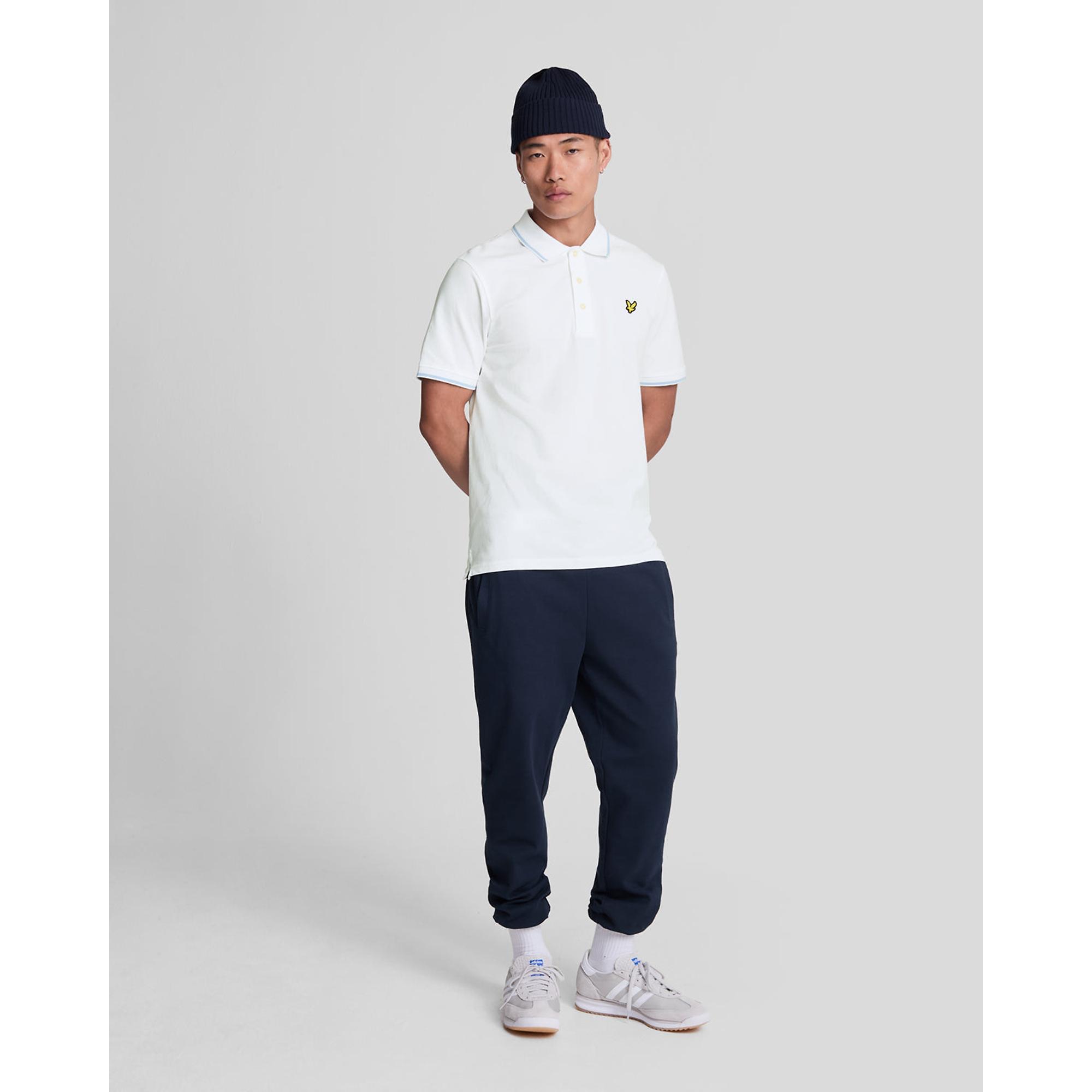 Product image 3 of 5 of Lyle & Scott Men's Tipped Polo Shirt - White/ Light Blue