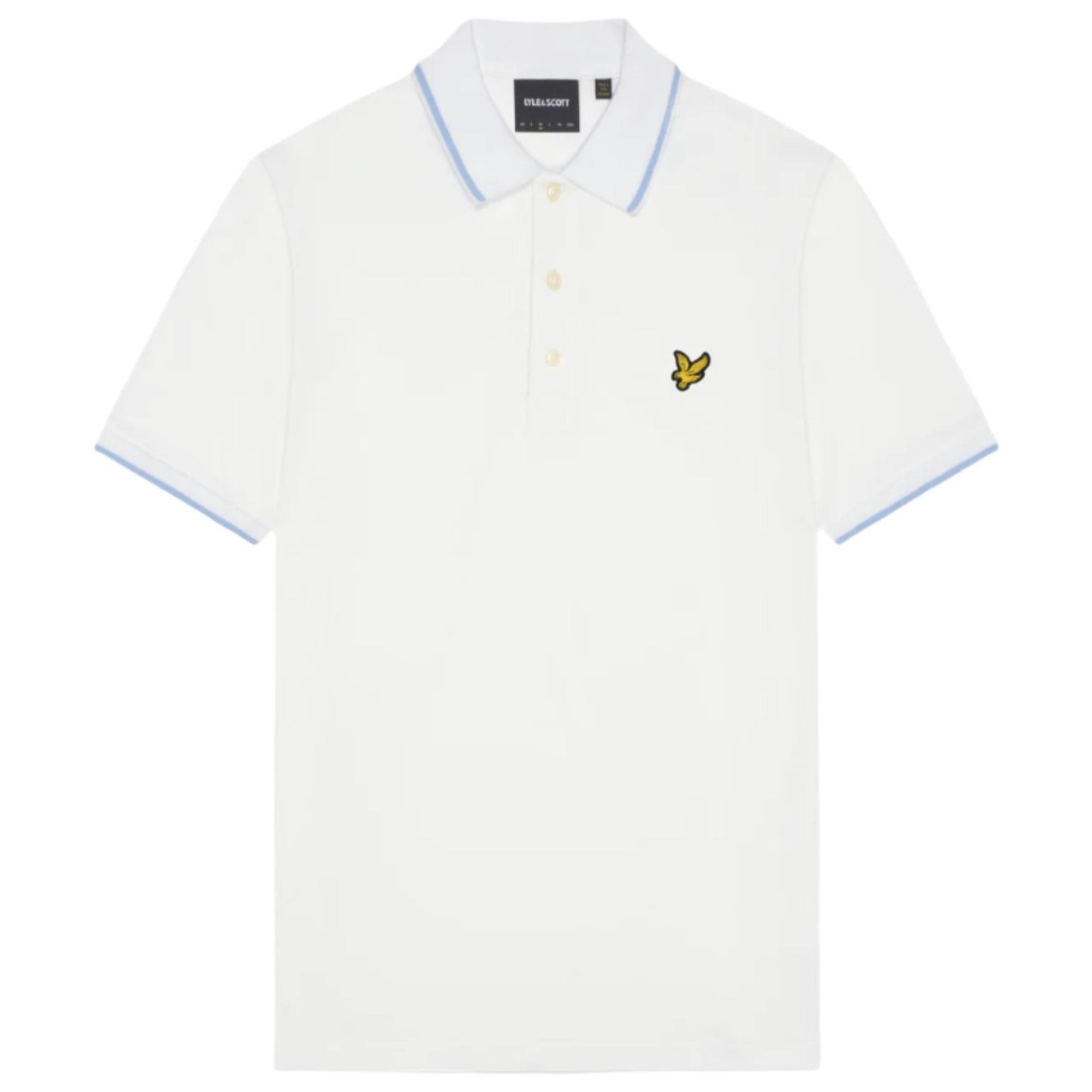 Product image 5 of 5 of Lyle & Scott Men's Tipped Polo Shirt - White/ Light Blue