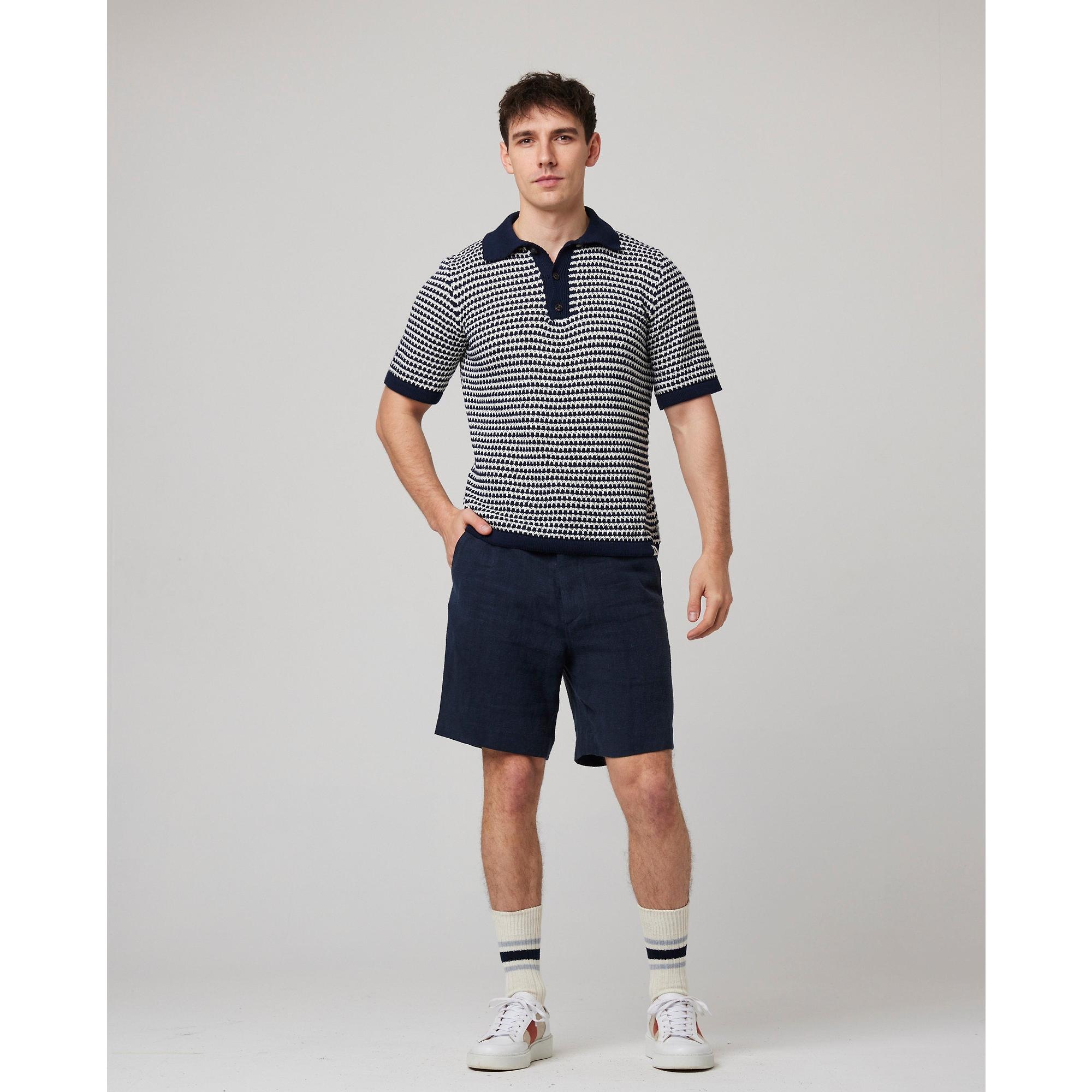 Product image 3 of 11 of Peregrine Men's Island Crochet Button Polo Shirt - Navy