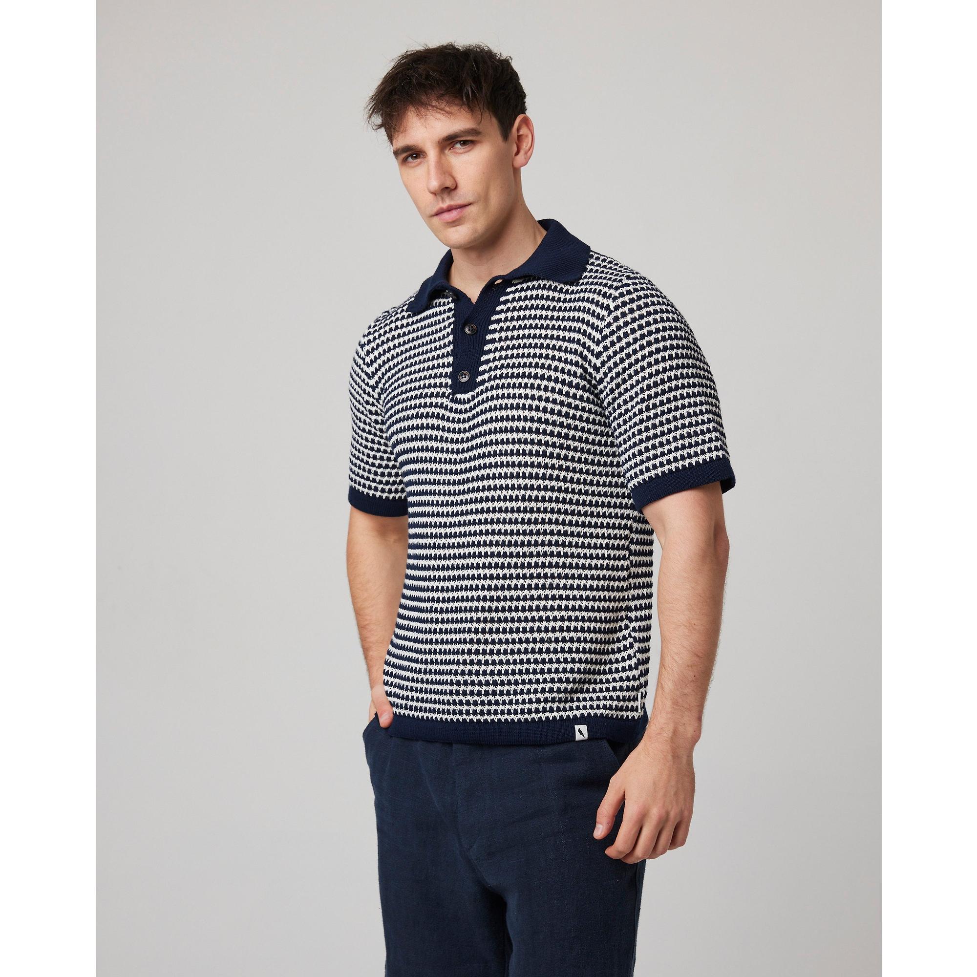 Product image 4 of 11 of Peregrine Men's Island Crochet Button Polo Shirt - Navy