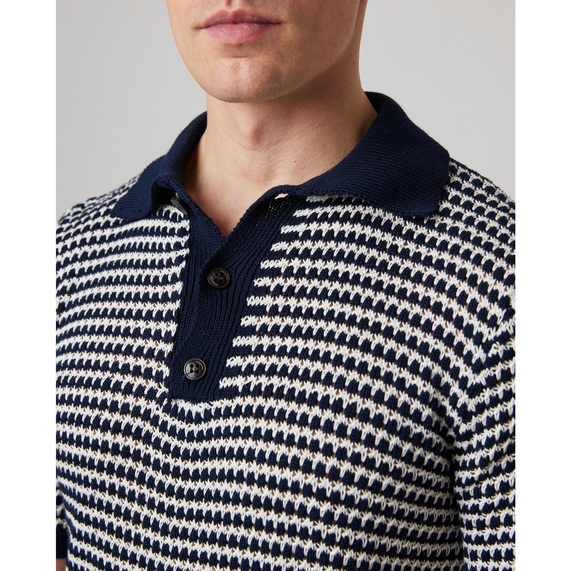 Product image 6 of 11 of Peregrine Men's Island Crochet Button Polo Shirt - Navy