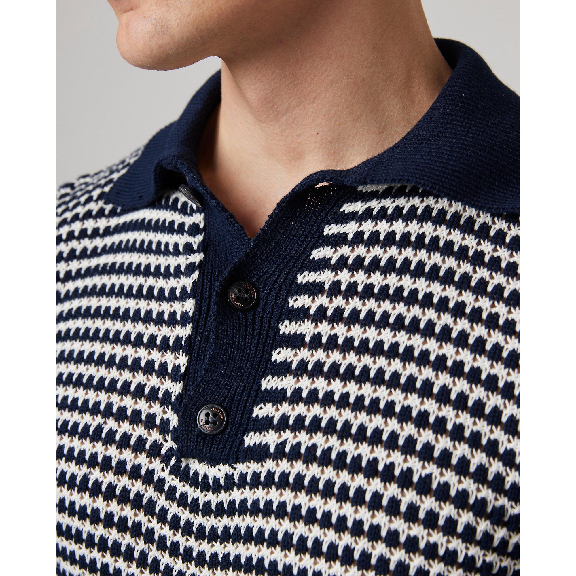 Product image 7 of 11 of Peregrine Men's Island Crochet Button Polo Shirt - Navy