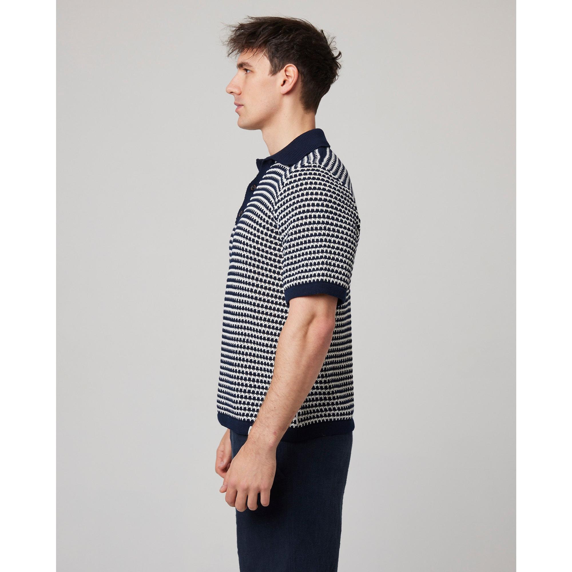 Product image 8 of 11 of Peregrine Men's Island Crochet Button Polo Shirt - Navy