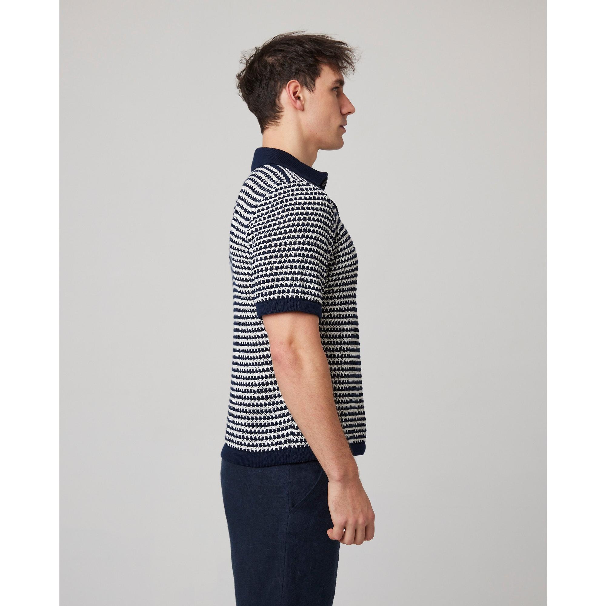 Product image 9 of 11 of Peregrine Men's Island Crochet Button Polo Shirt - Navy