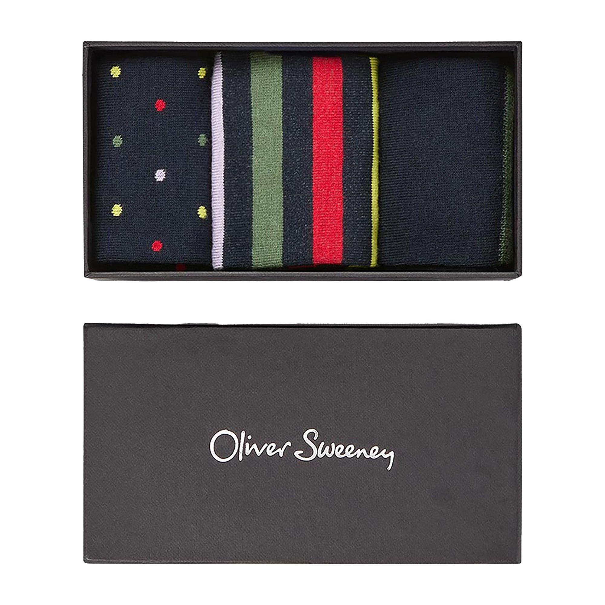 Product image 1 of 4 of Oliver Sweeney Men's Sunhill 3 Pack Socks Box Set - Stripe/Spots