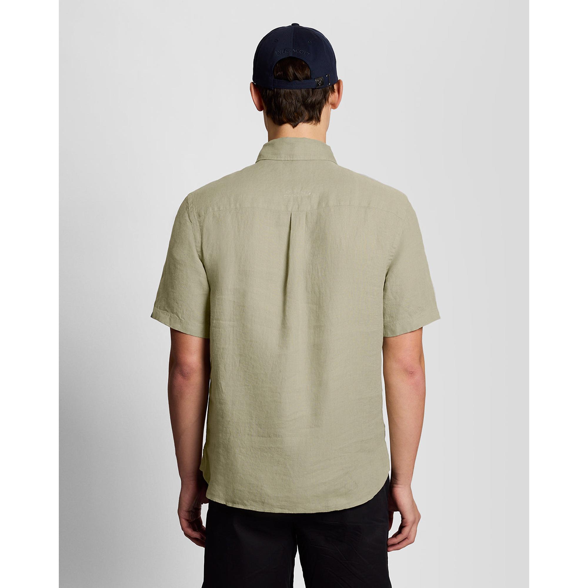 Product image 5 of 6 of Lyle & Scott Men's Short Sleeve Linen Shirt - Seagrass