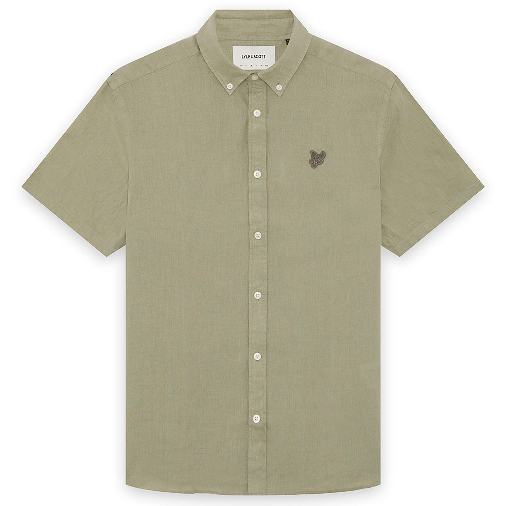 Product image 1 of 6 of Lyle & Scott Men's Short Sleeve Linen Shirt - Seagrass