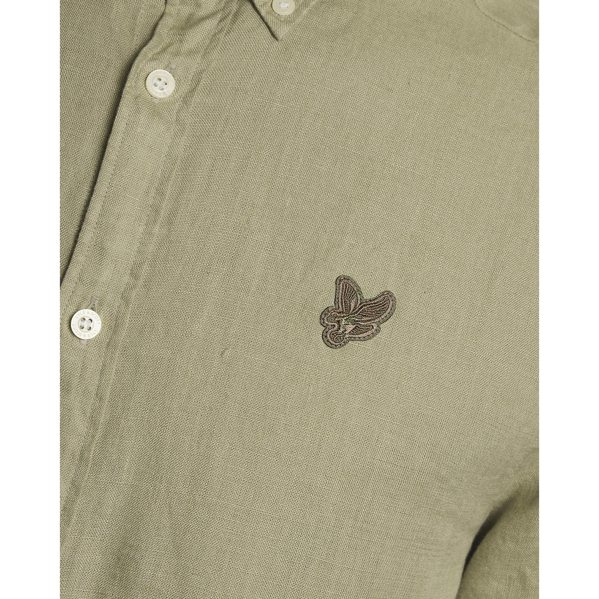 Product image 6 of 6 of Lyle & Scott Men's Short Sleeve Linen Shirt - Seagrass