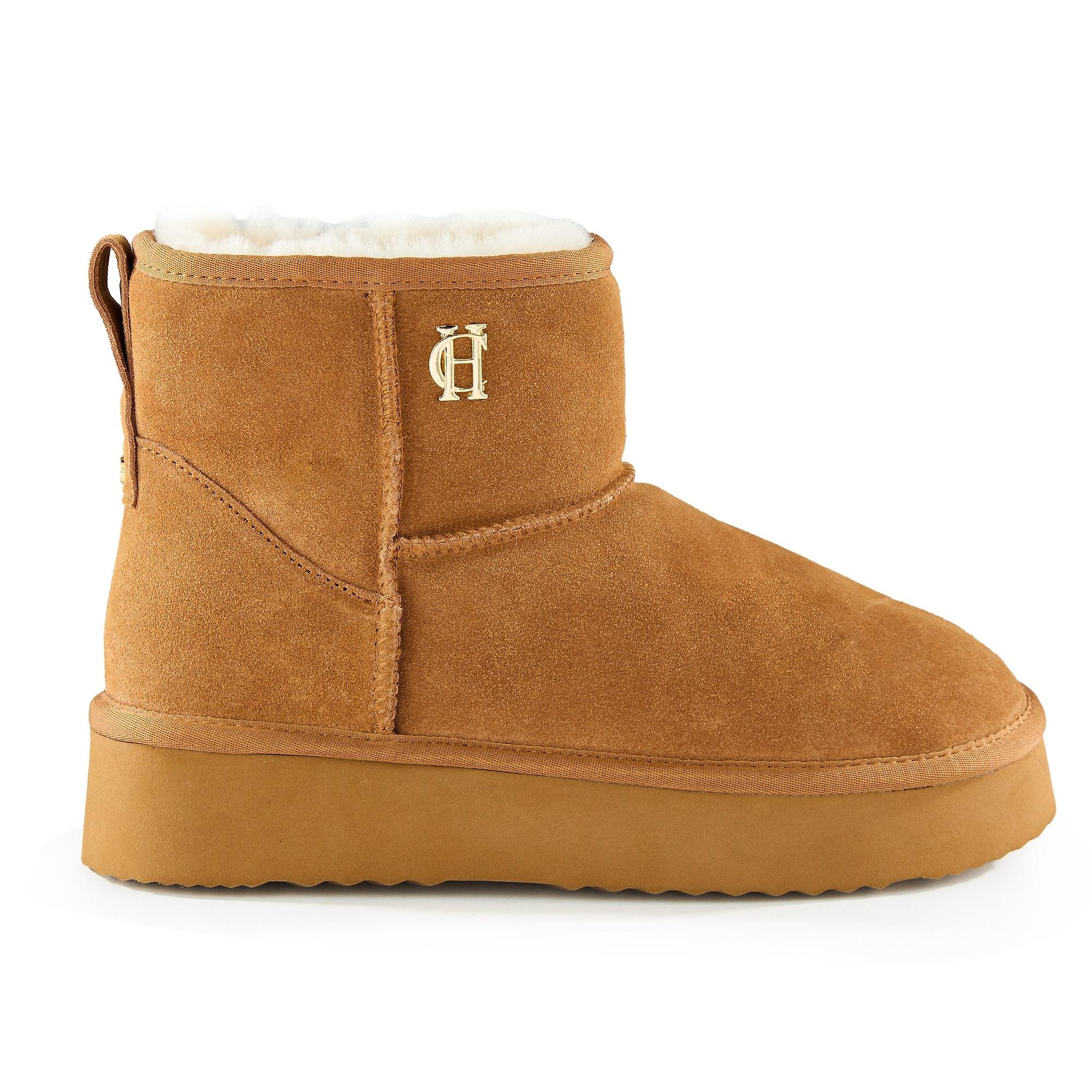Product image 1 of 10 of Holland Cooper Women's Shearling Platform Boots - Tan