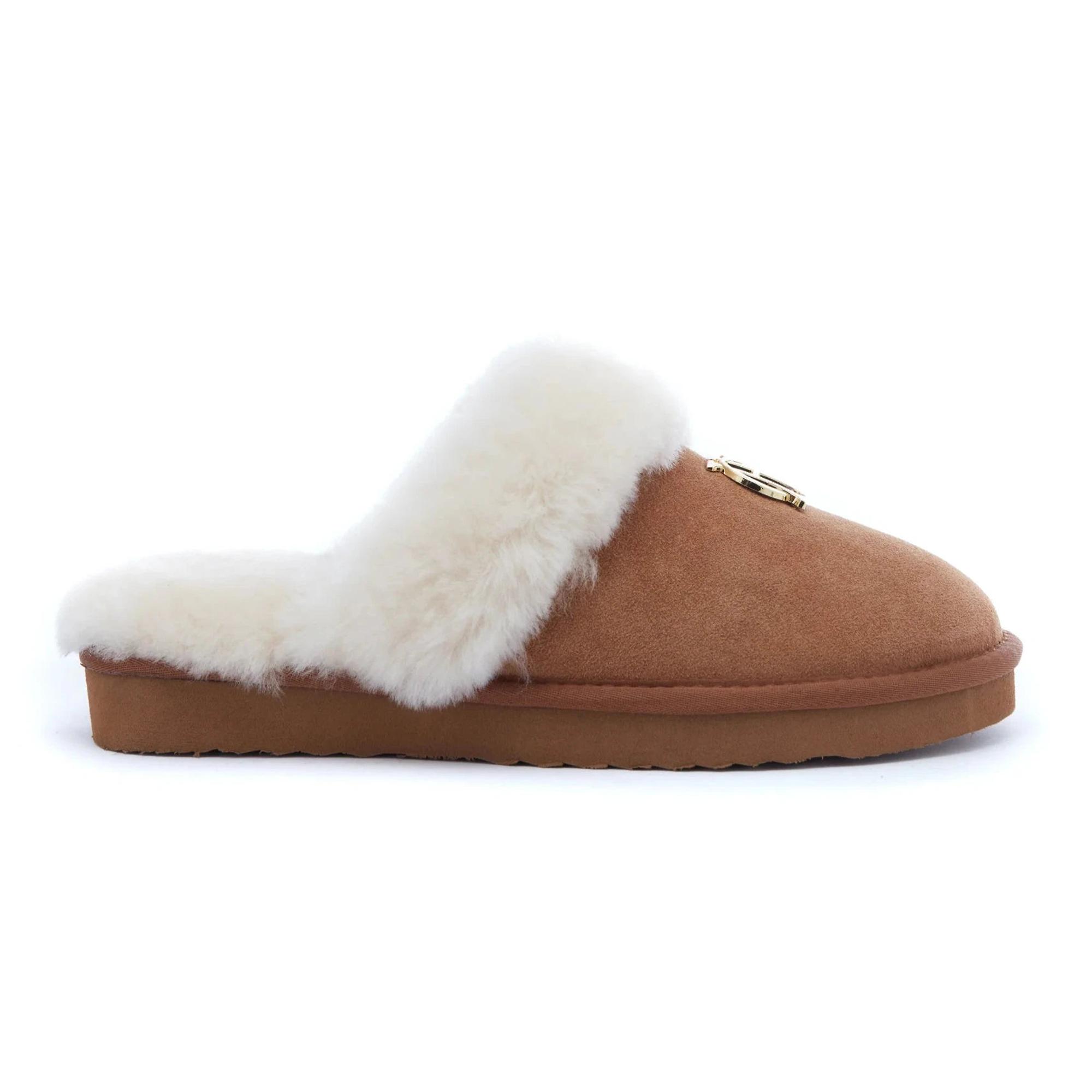 Product image 1 of 7 of Holland Cooper Women's HC Shearling Slippers - Tan