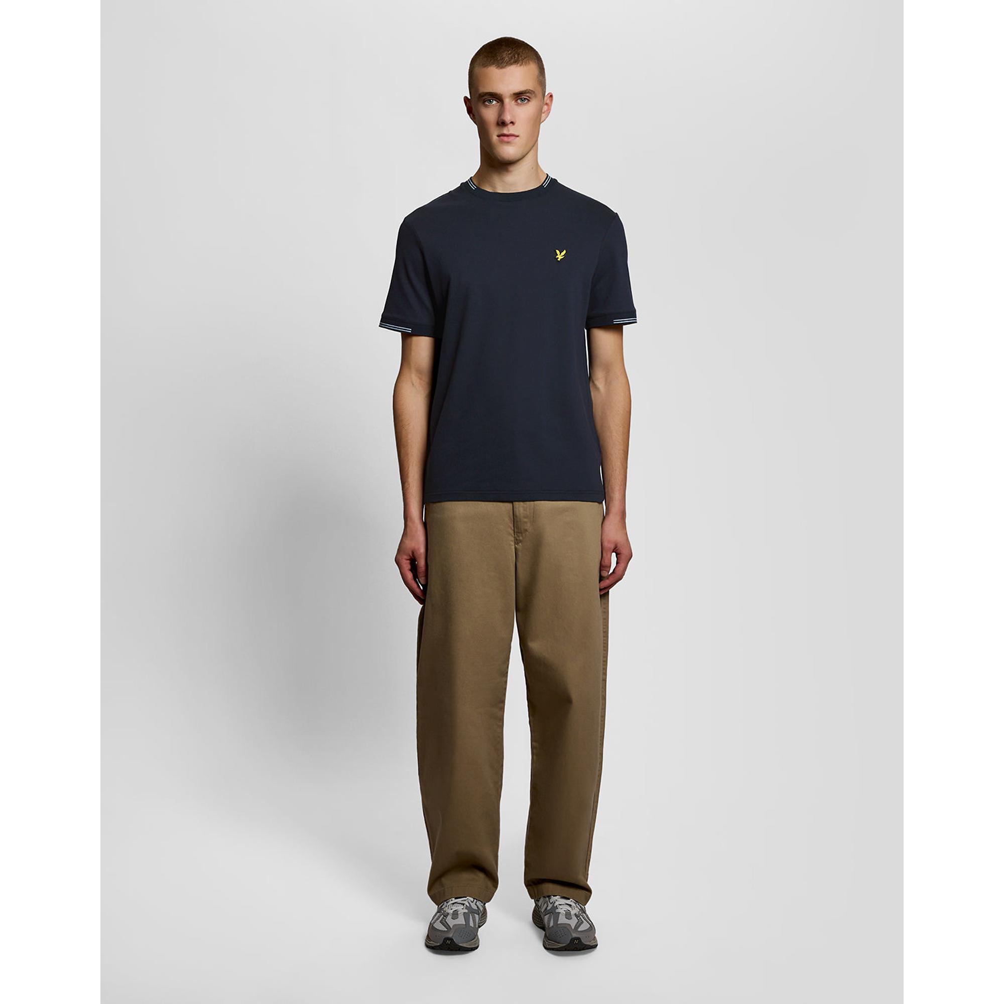 Product image 3 of 6 of Lyle & Scott Men's Fine Tipped T-Shirt - Dark Navy/Chalk Blue
