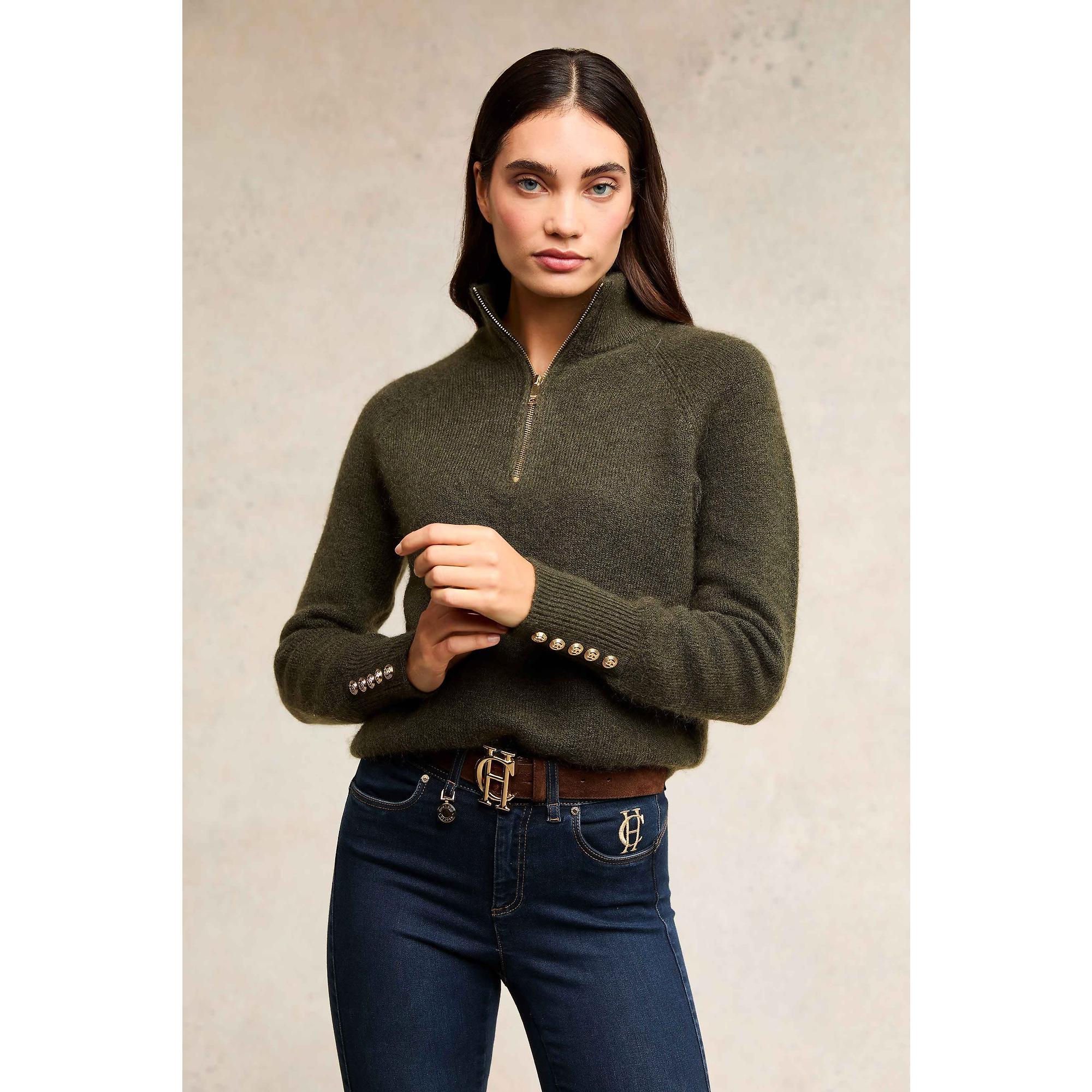 Product image 2 of 7 of Holland Cooper Women's Tori Quarter Zip Knit - Forest Green