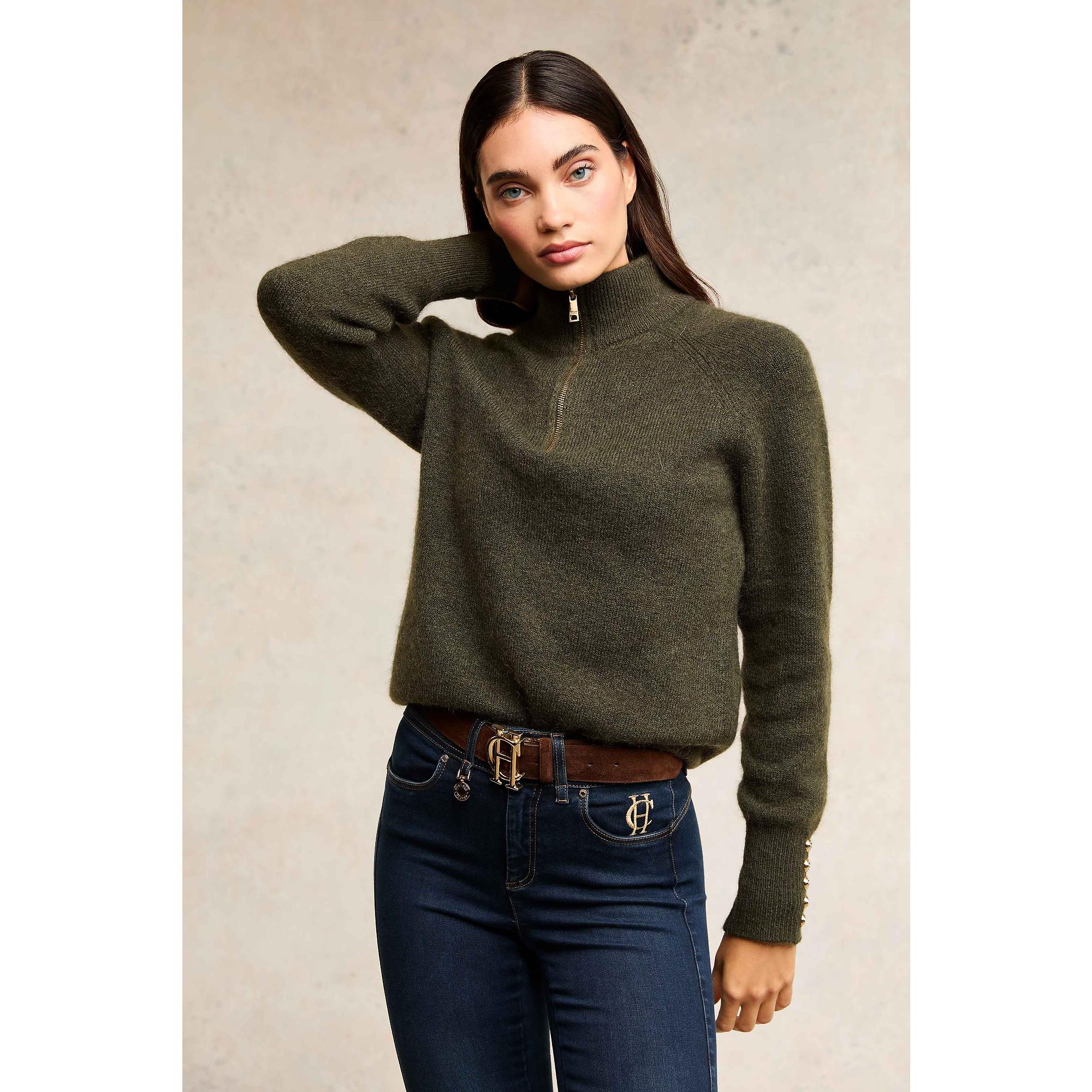 Product image 4 of 7 of Holland Cooper Women's Tori Quarter Zip Knit - Forest Green