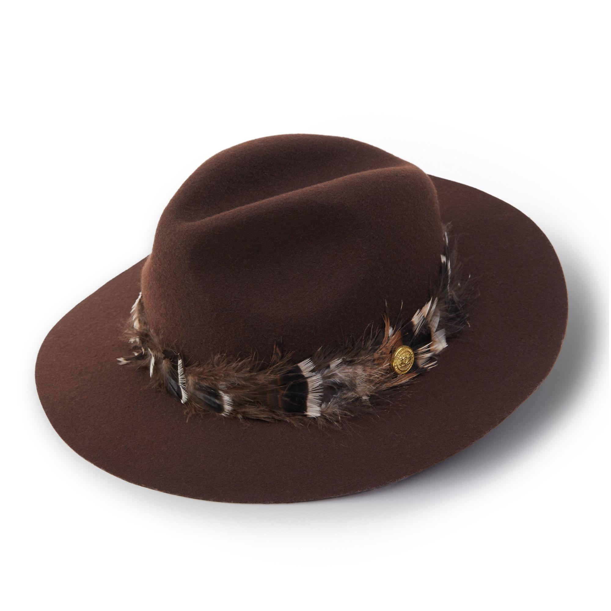 Product image 1 of 9 of Holland Cooper Trilby Hat Iridescent Feather Band - Chocolate