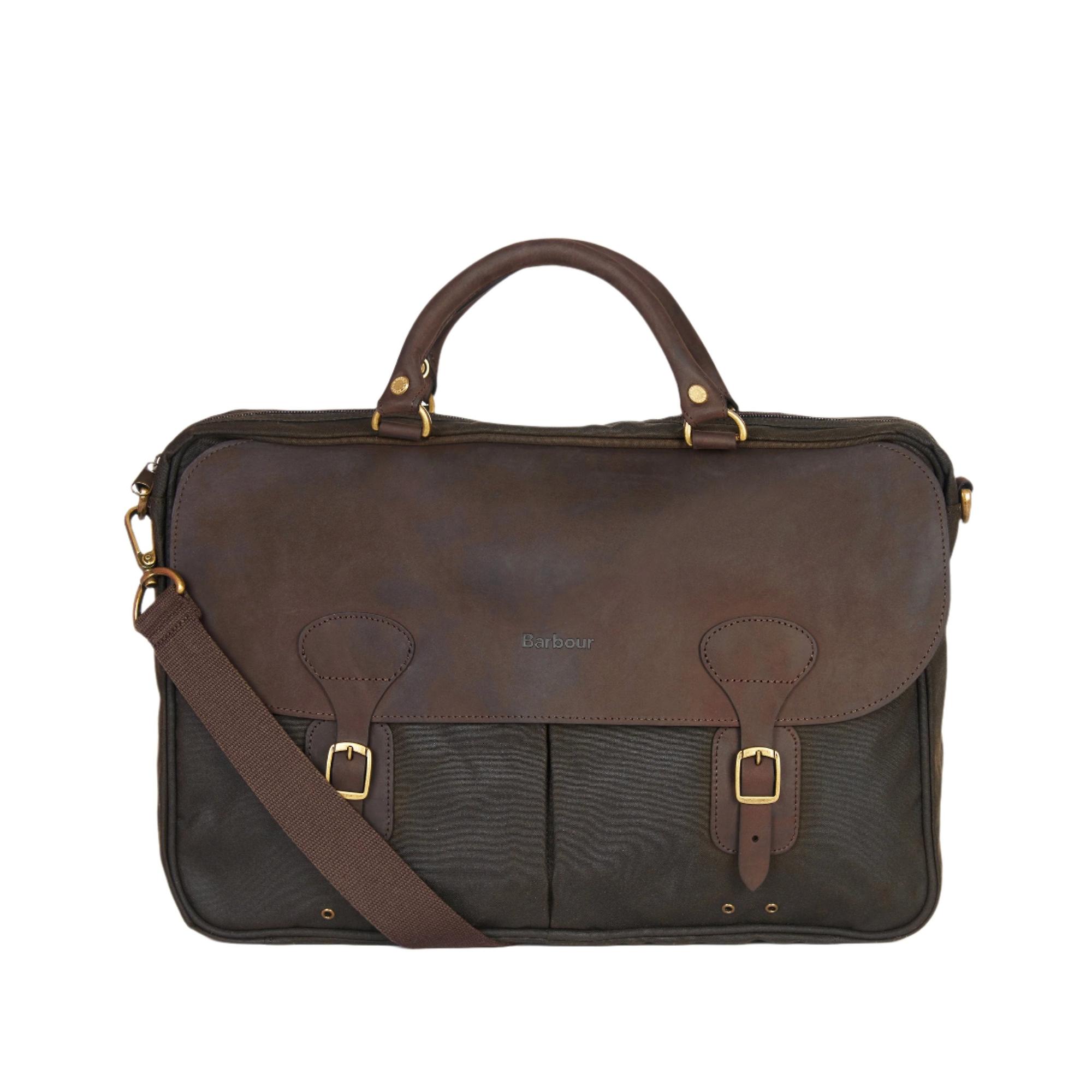 Product image 1 of 7 of Barbour Wax Leather Briefcase - Olive