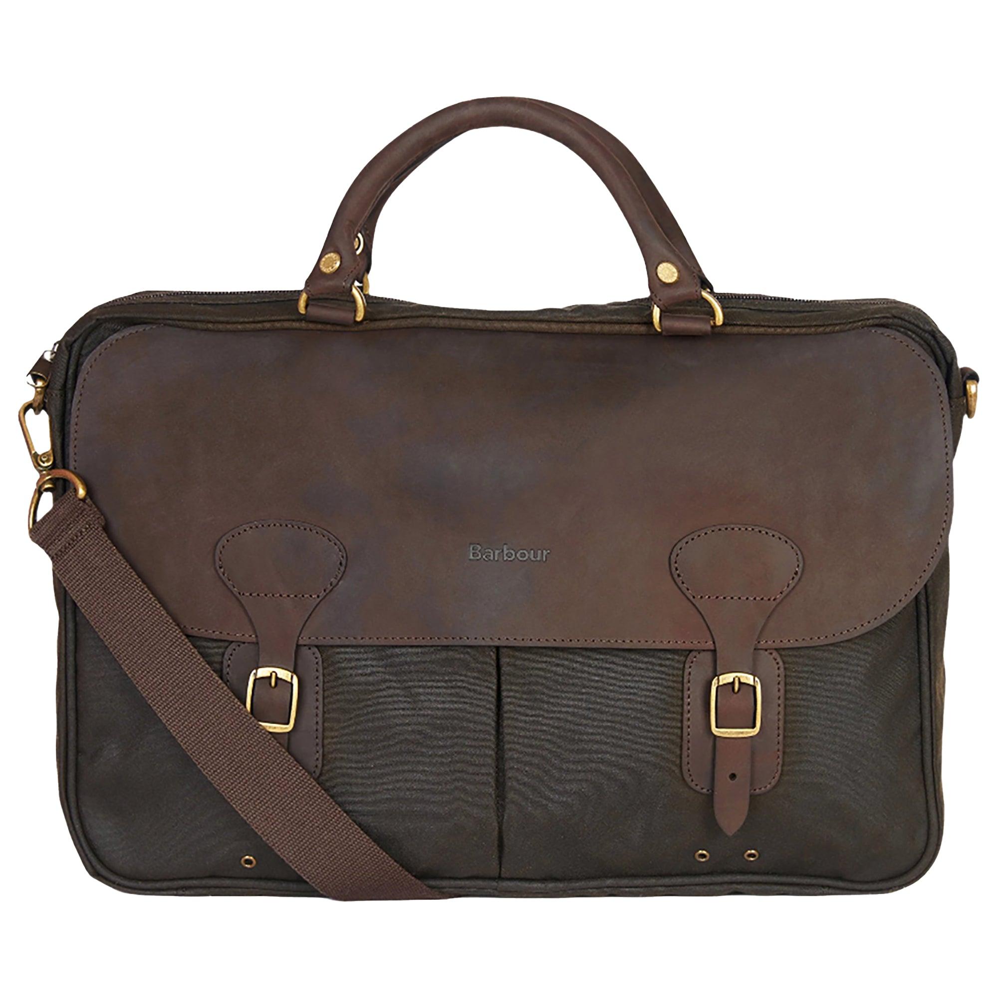Product image 1 of 7 of Barbour Wax Leather Briefcase - Olive