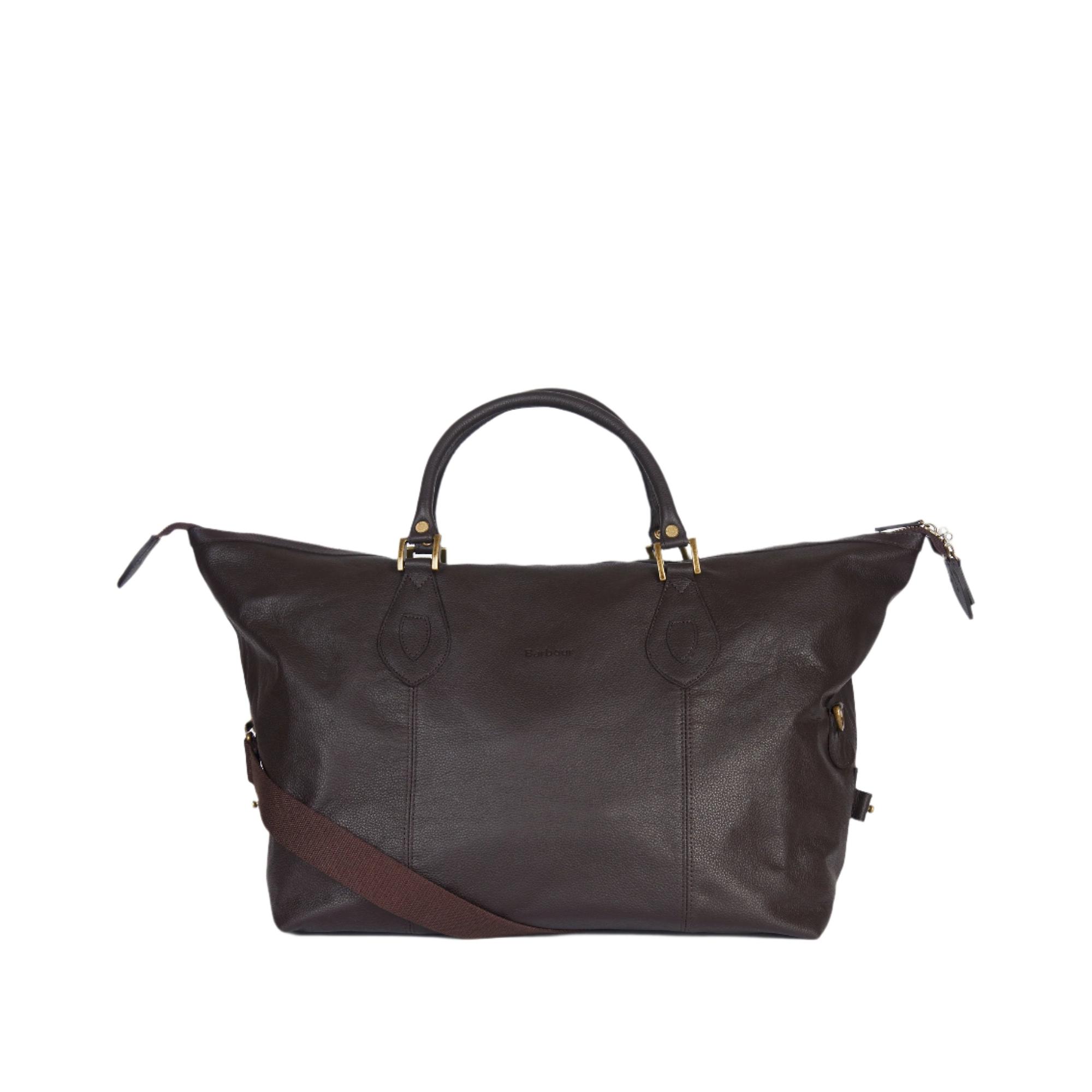 Product image 1 of 7 of Barbour Leather Medium Travel Explorer Bag - Chocolate