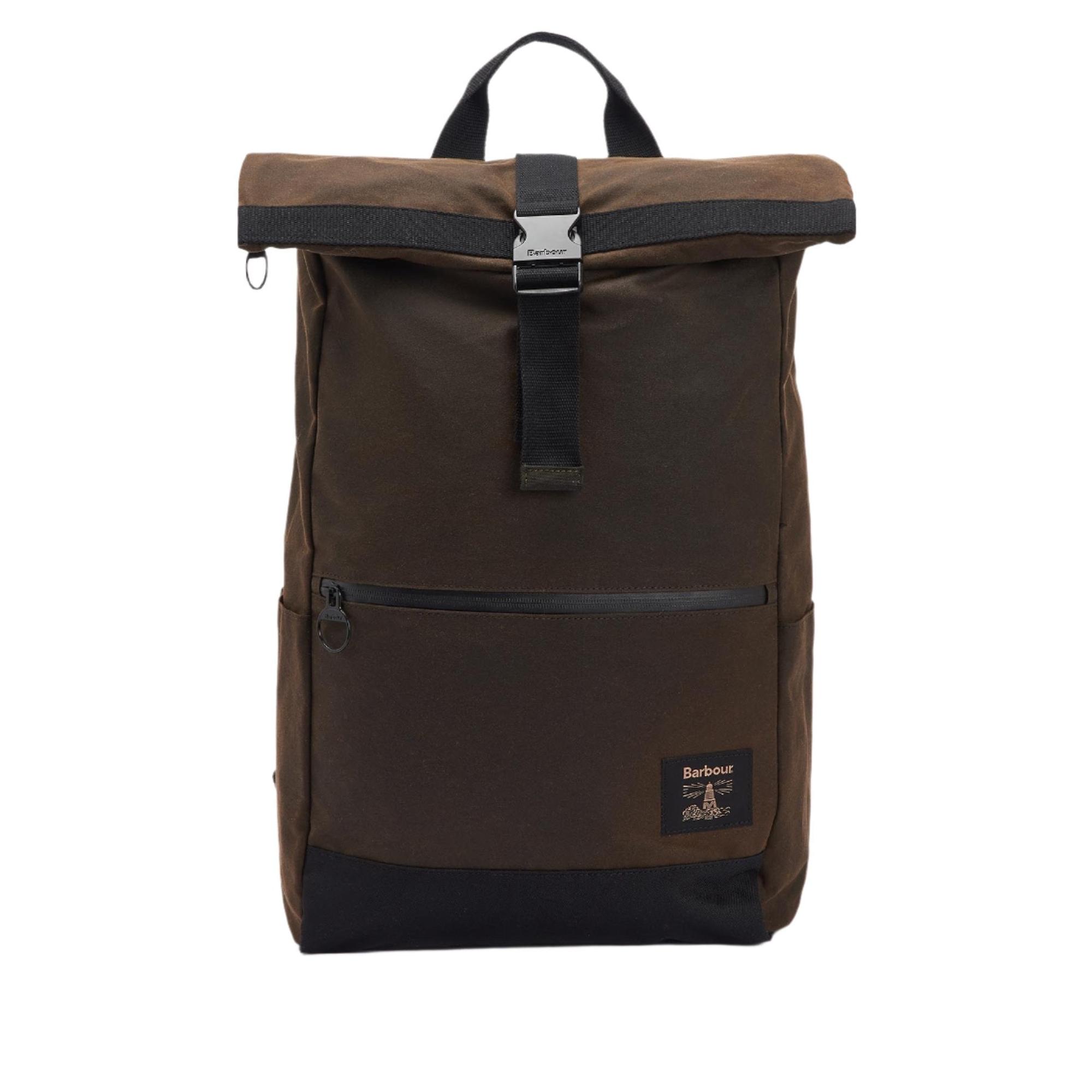 Product image 1 of 9 of Barbour Field Roll-Top Waxed Backpack - Olive/Black