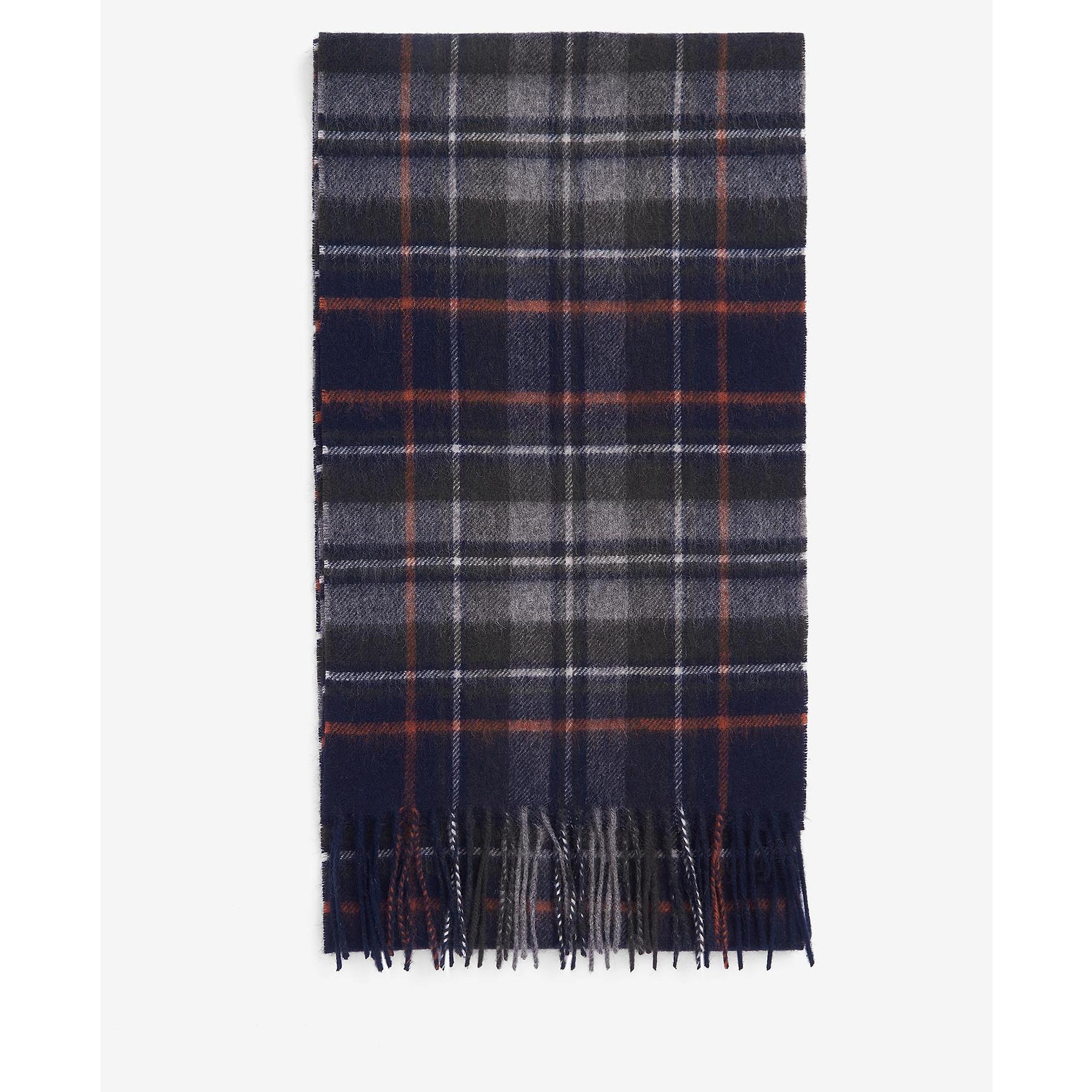 Product image 3 of 5 of Barbour New Check Tartan Scarf - Lambswool & Cashmere Mix - Navy/Dark Ginger