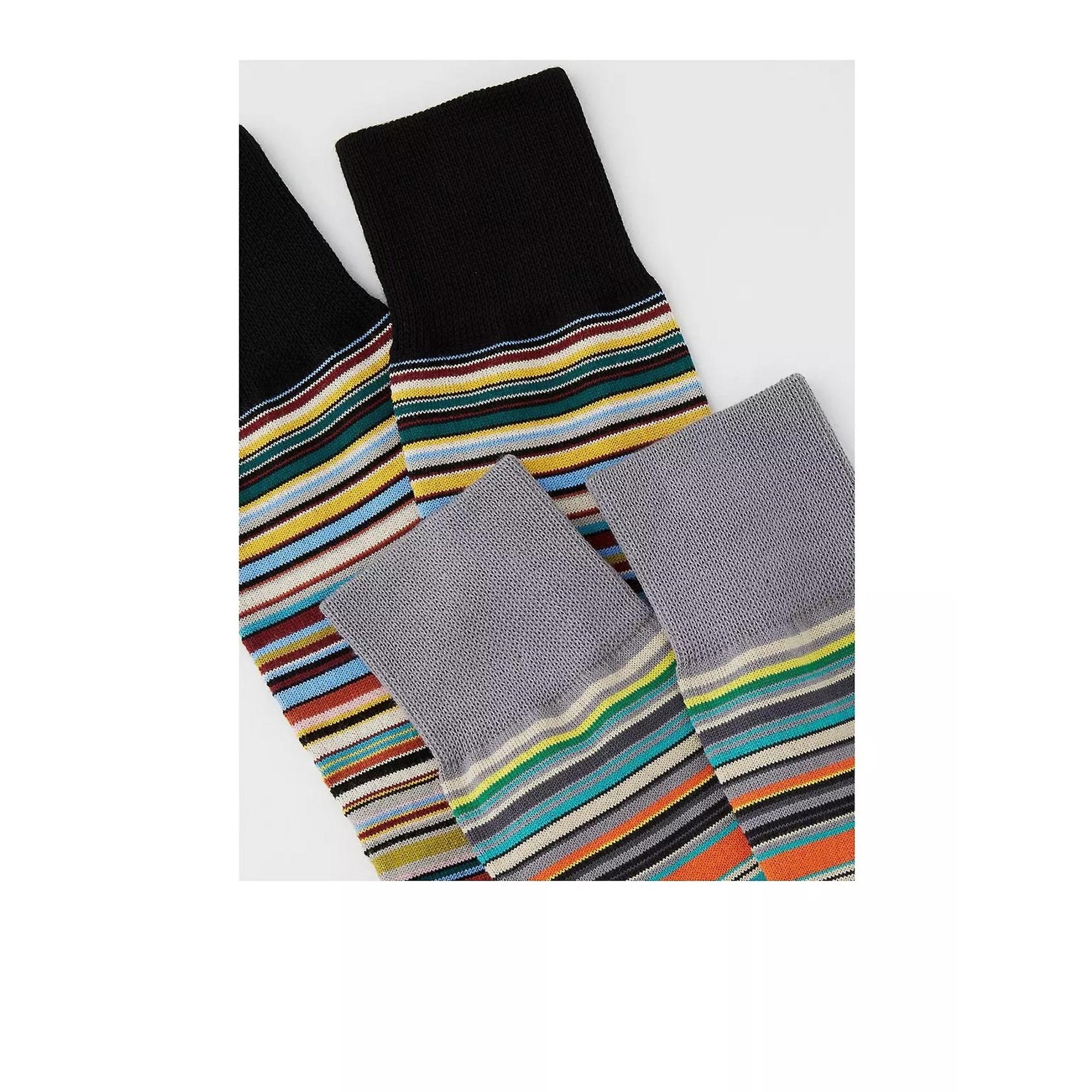 Product image 3 of 4 of Paul Smith Men's Signature Stripe Socks - 2 Pack - Black & Grey - One Size