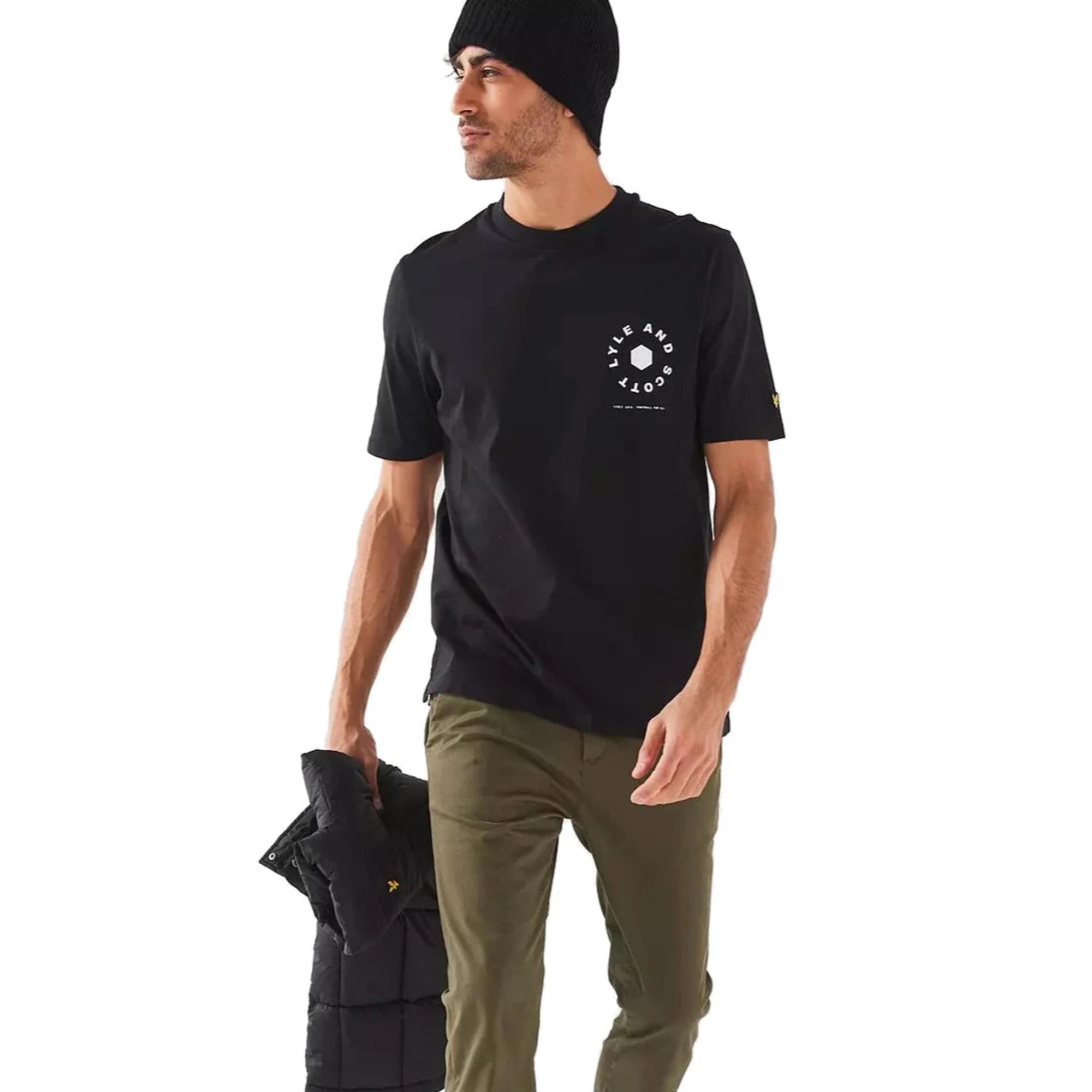 Product image 1 of 5 of Lyle & Scott Men's Football Wheel Graphic T-Shirt - Jet Black