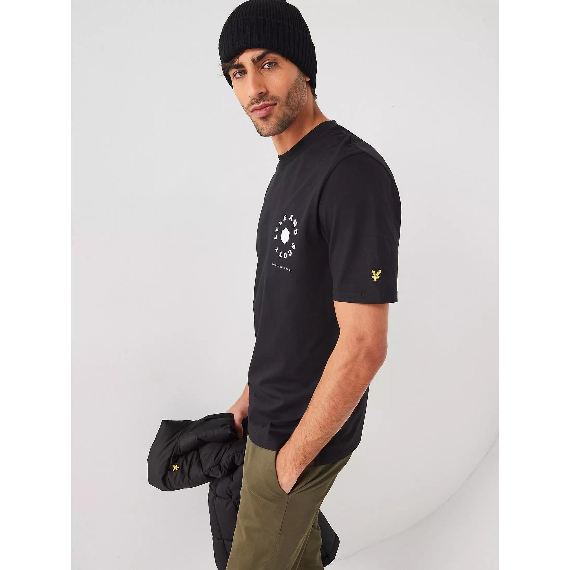 Product image 3 of 5 of Lyle & Scott Men's Football Wheel Graphic T-Shirt - Jet Black