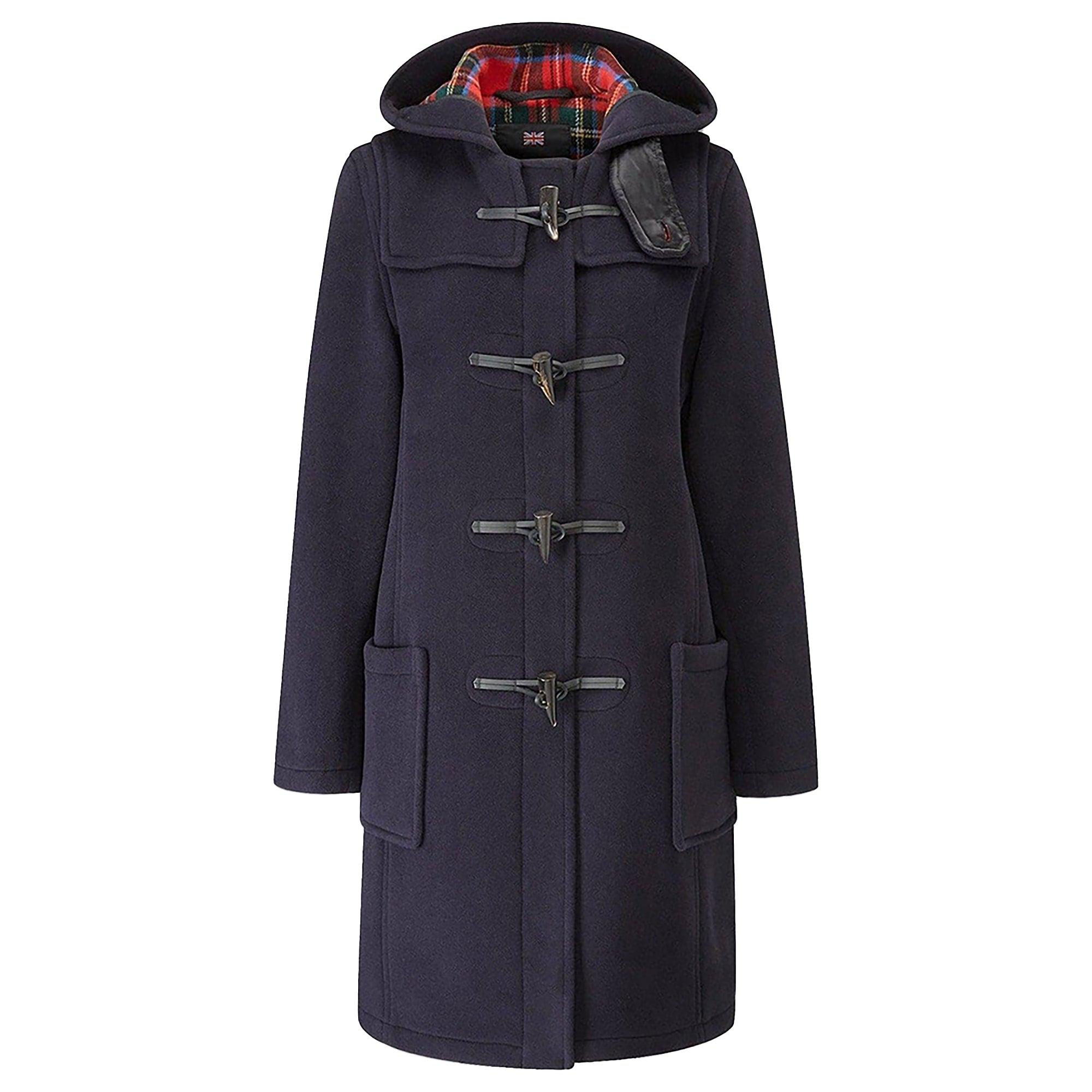 Product image 1 of 7 of Gloverall Women's Long Slim Fit Freda Duffle Coat - Navy Royal Stewart