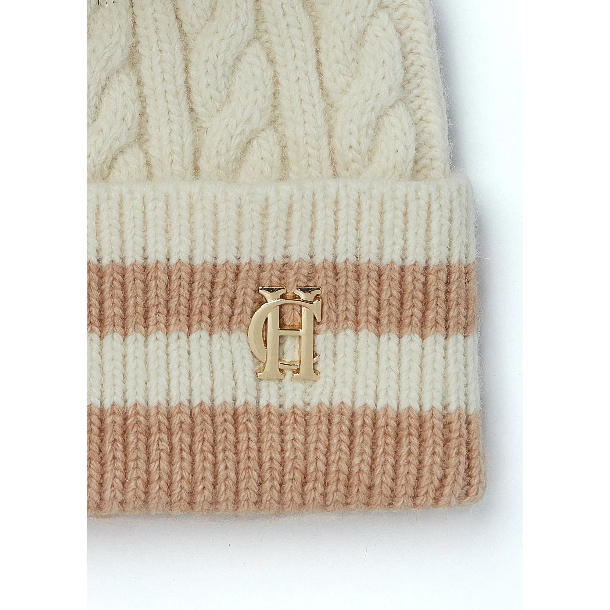 Product image 2 of 4 of Holland Cooper Zoe Beanie Bobble Hat - Cream Stripe