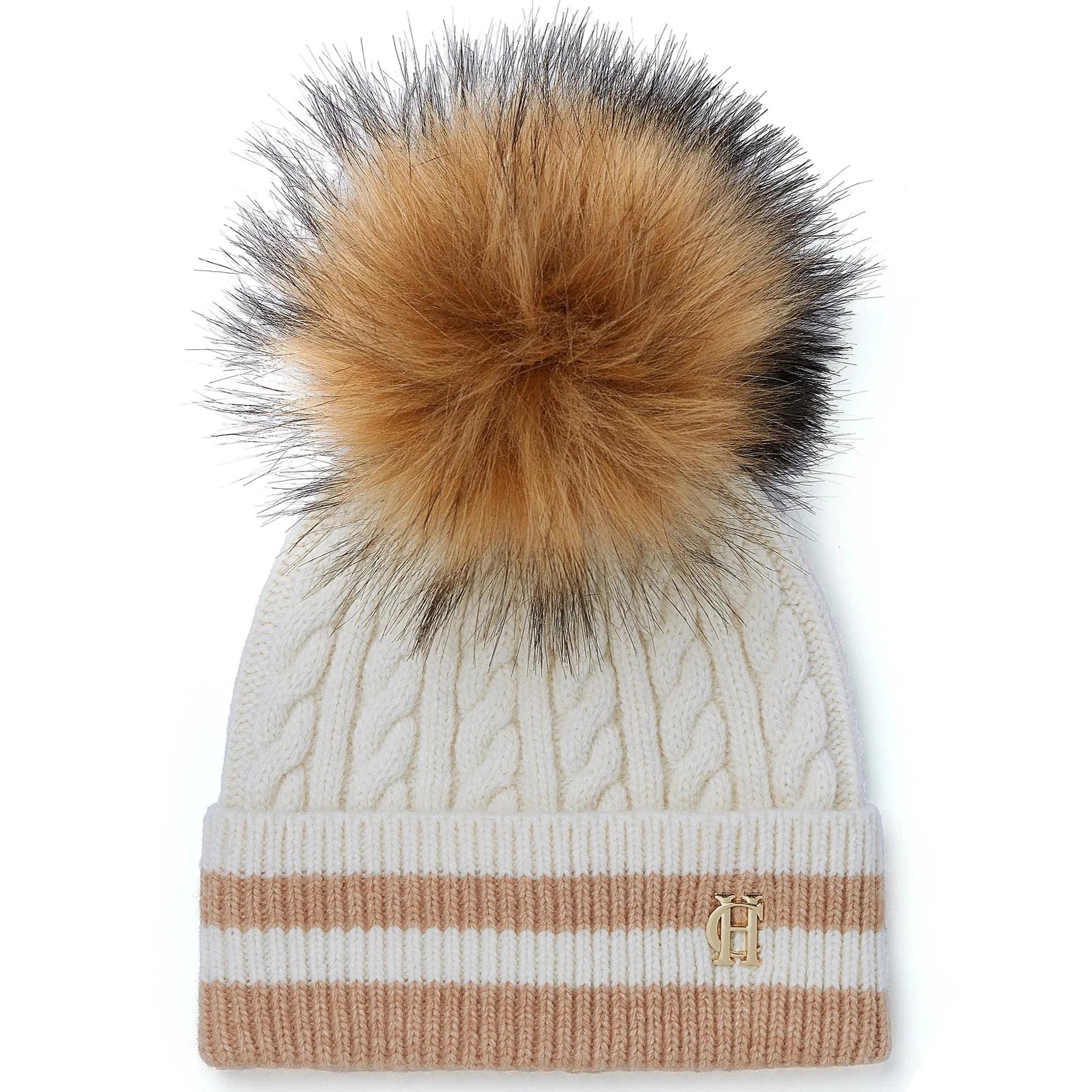 Product image 1 of 4 of Holland Cooper Zoe Beanie Bobble Hat - Cream Stripe