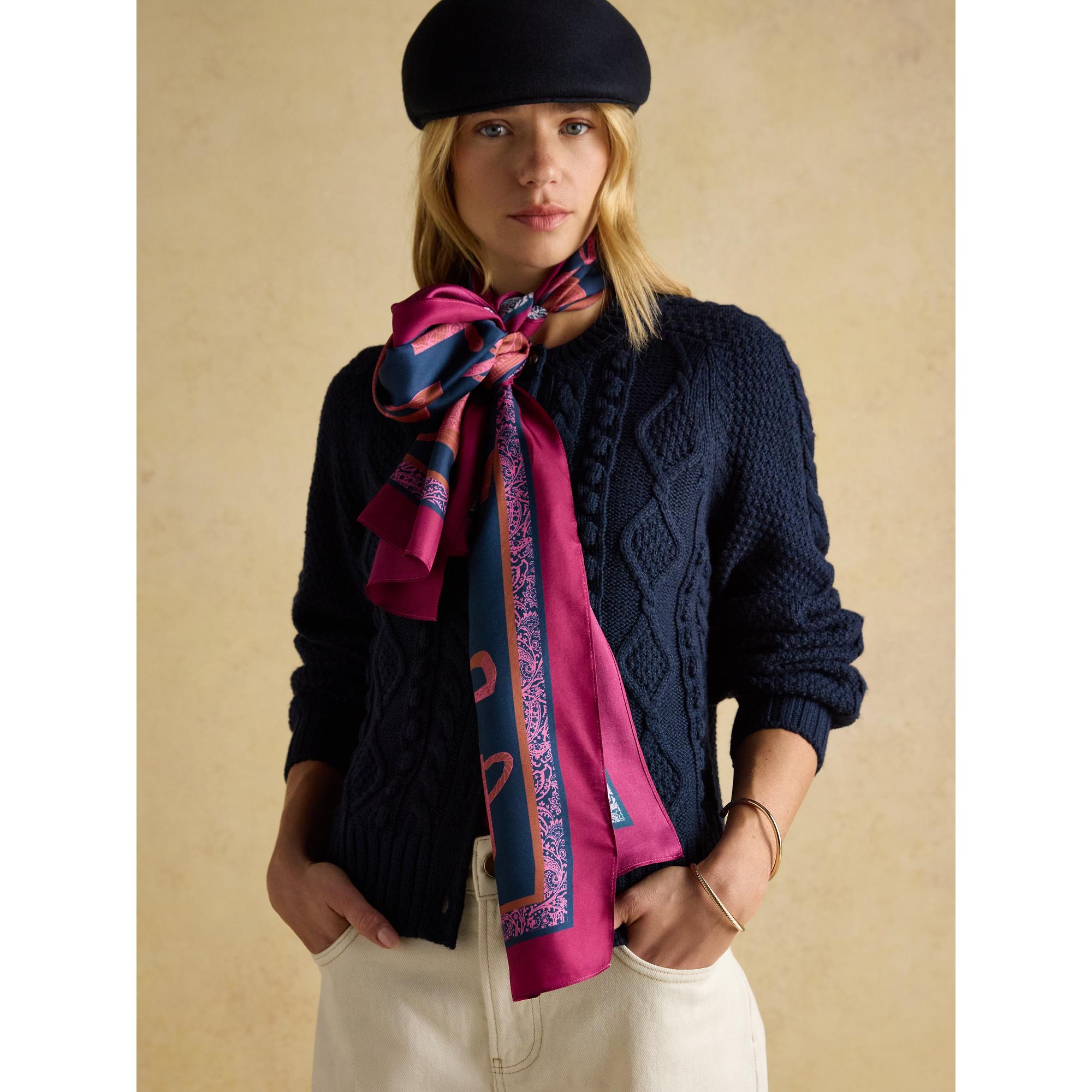 Product image 3 of 8 of Joules Women's Windsor Long Silk Scarf - Navy