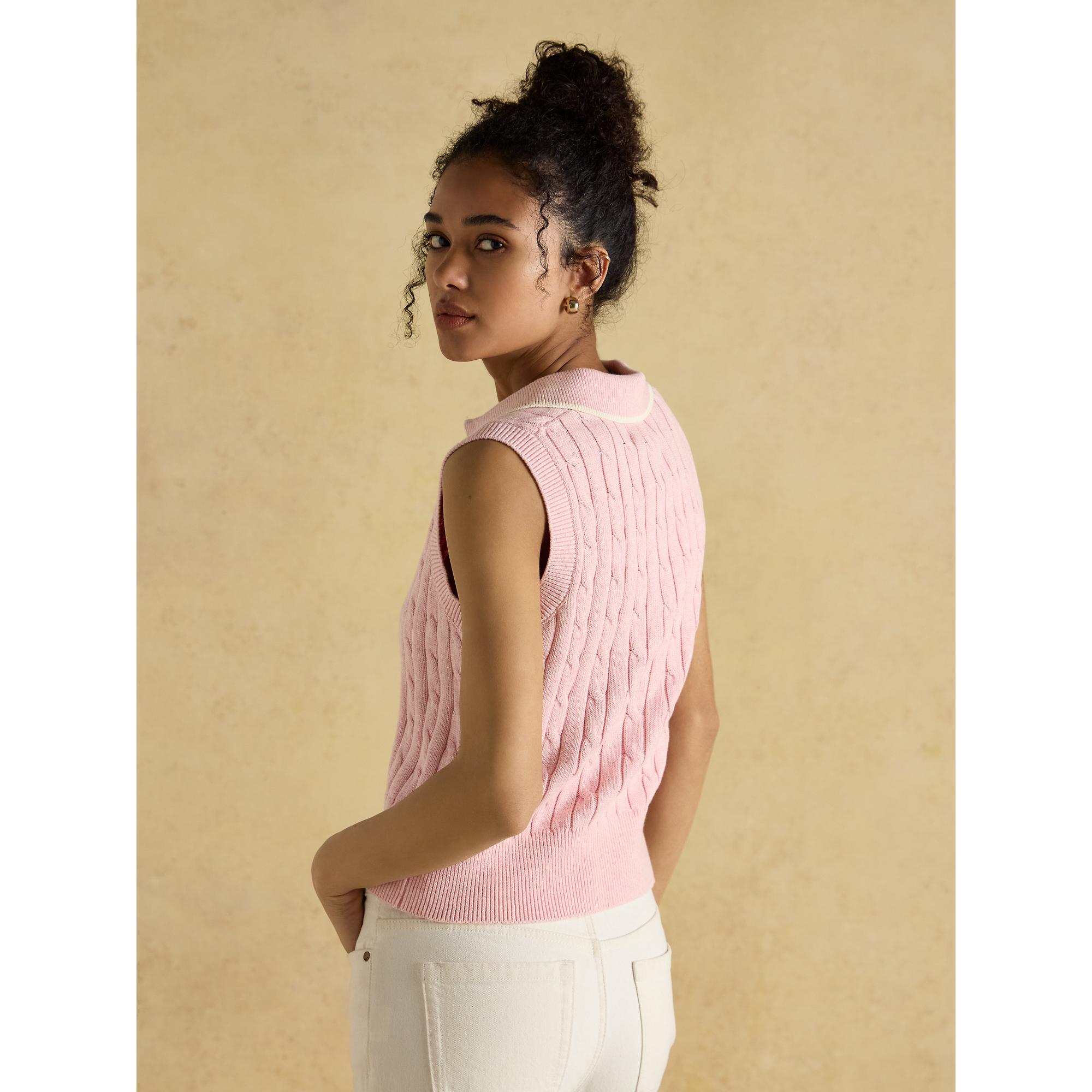 Product image 3 of 6 of Joules Women's Janey Collar Cable Knit Tank - Pink
