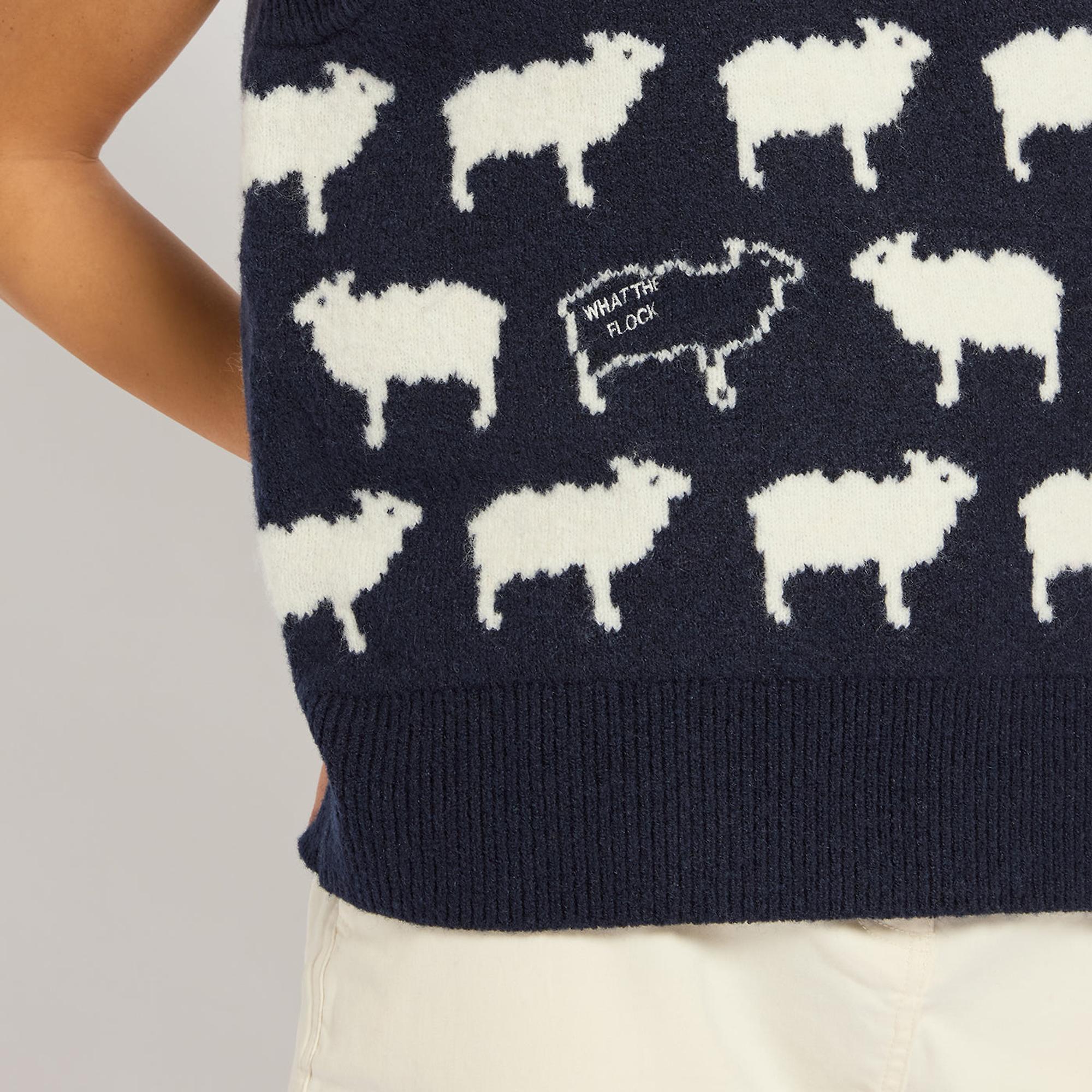 Product image 3 of 4 of Joules Women's What The Flock Crew Neck Intarsia Knitted Vest - Navy