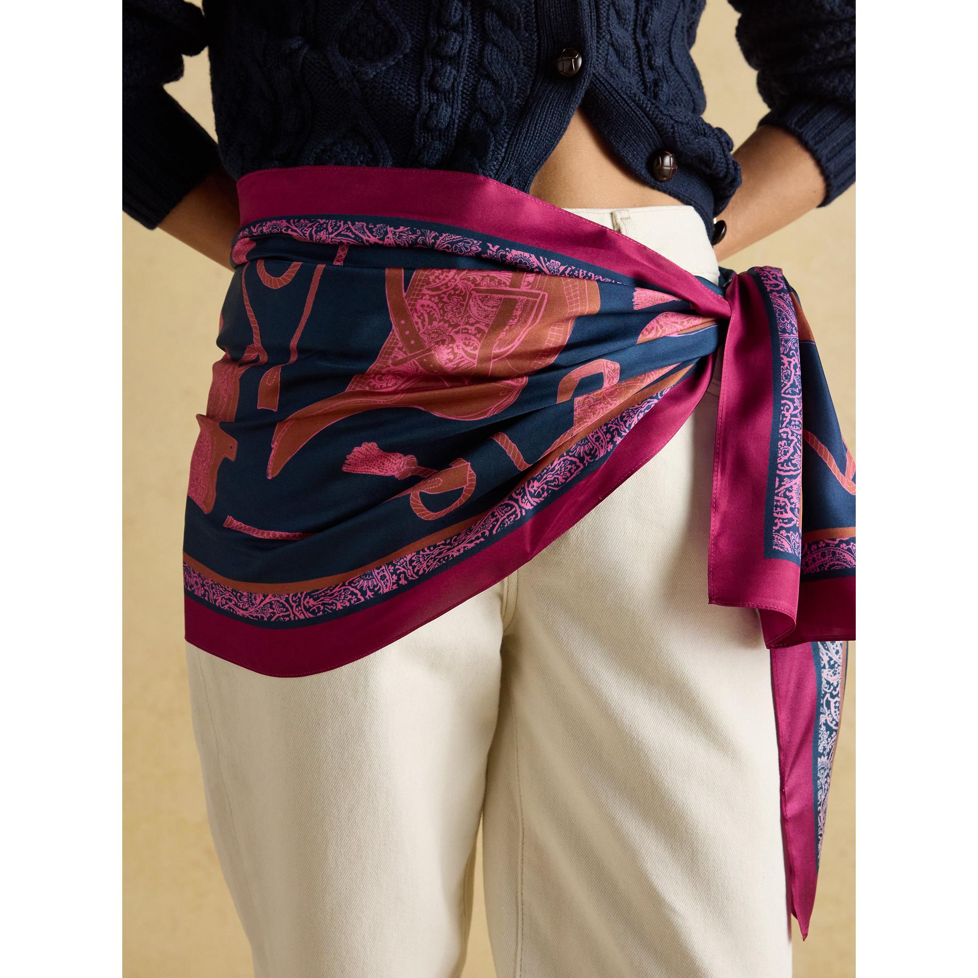 Product image 7 of 8 of Joules Women's Windsor Long Silk Scarf - Navy