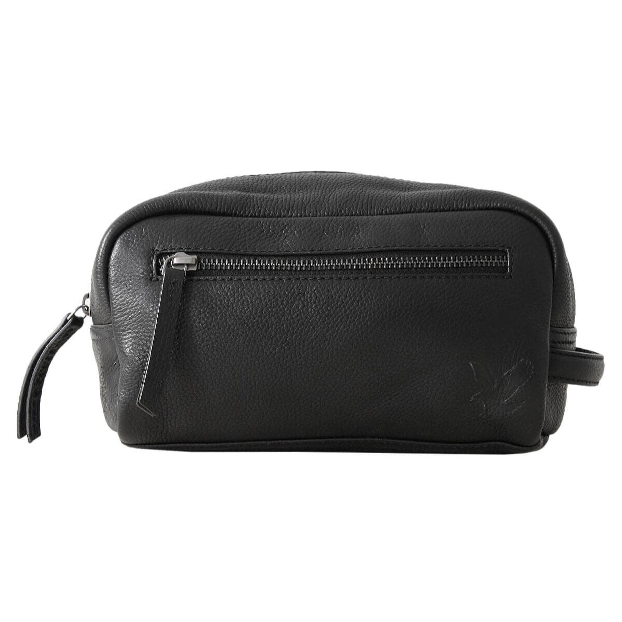 Product image 1 of 5 of Lyle & Scott Leather Wash Bag - Jet Black