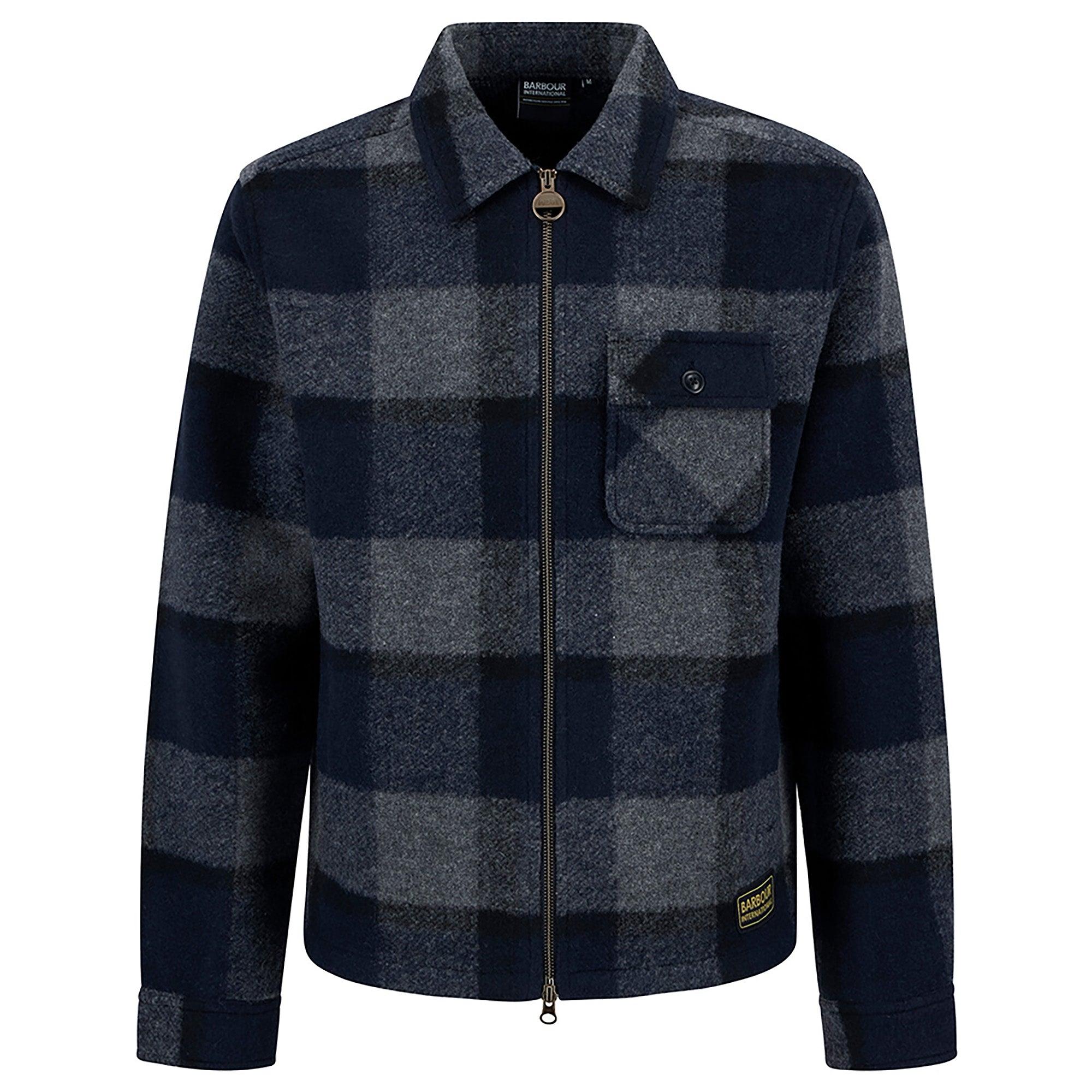 Product image 1 of 7 of Barbour International Men's Hailwood Tartan Fleece Overshirt - Navy