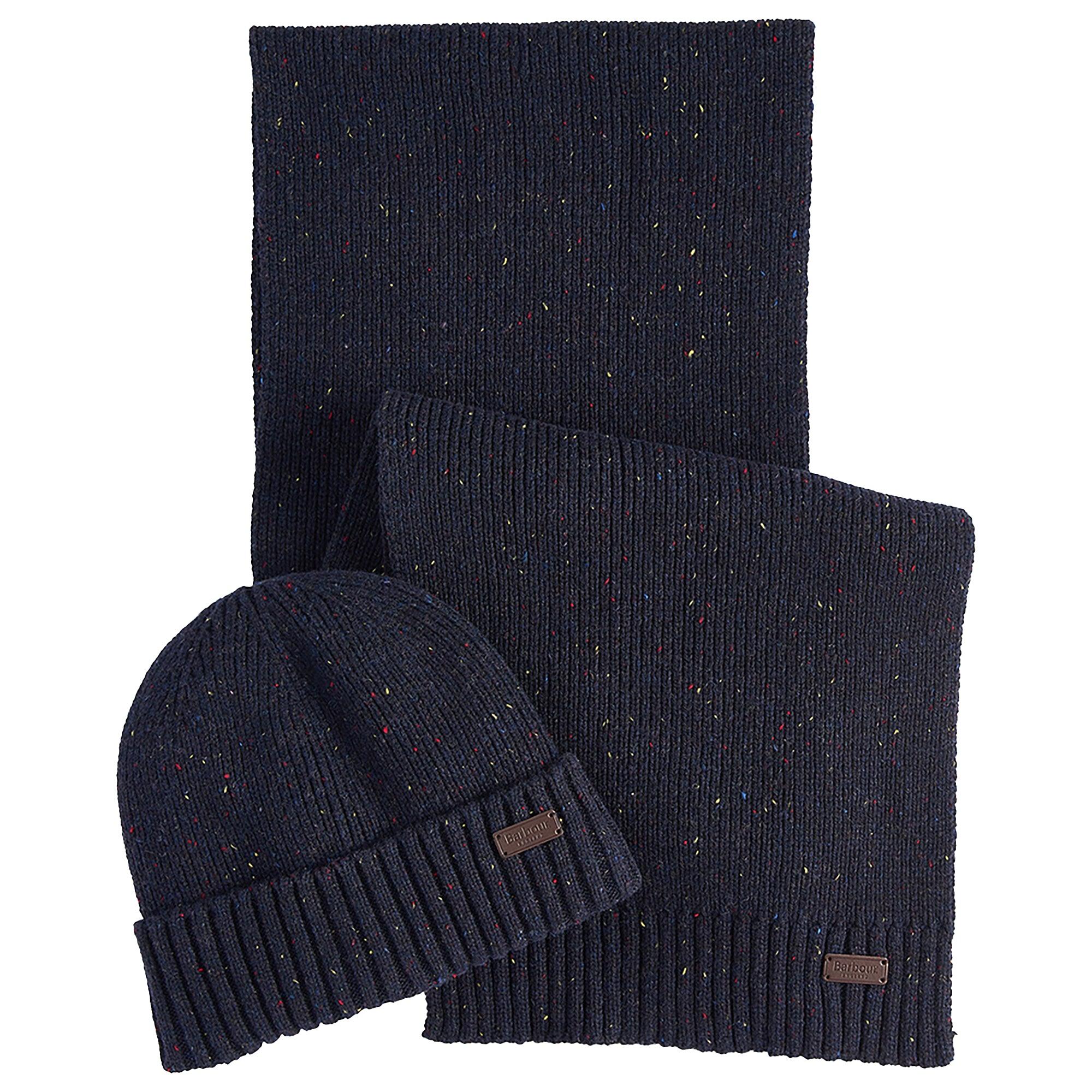 Product image 1 of 5 of Barbour Men's Carlton Fleck Beanie & Scarf Gift Set - Classic Navy