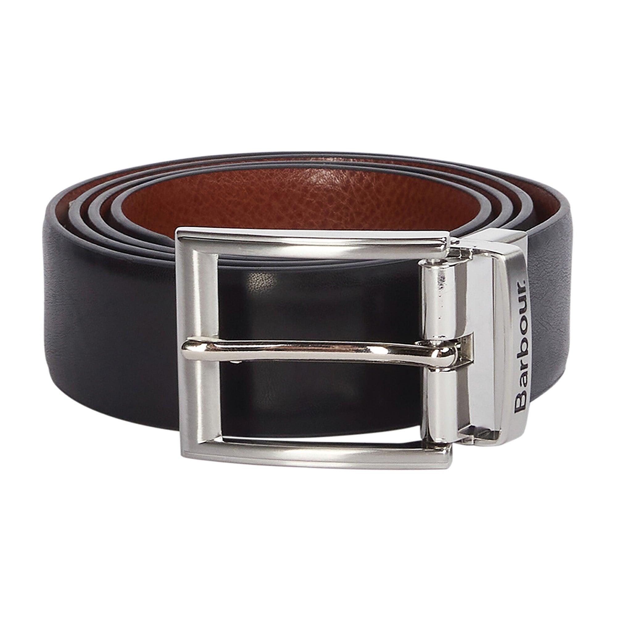 Product image 1 of 3 of Barbour Men's Fife Reversible Leather Belt - Black/Chestnut Brown