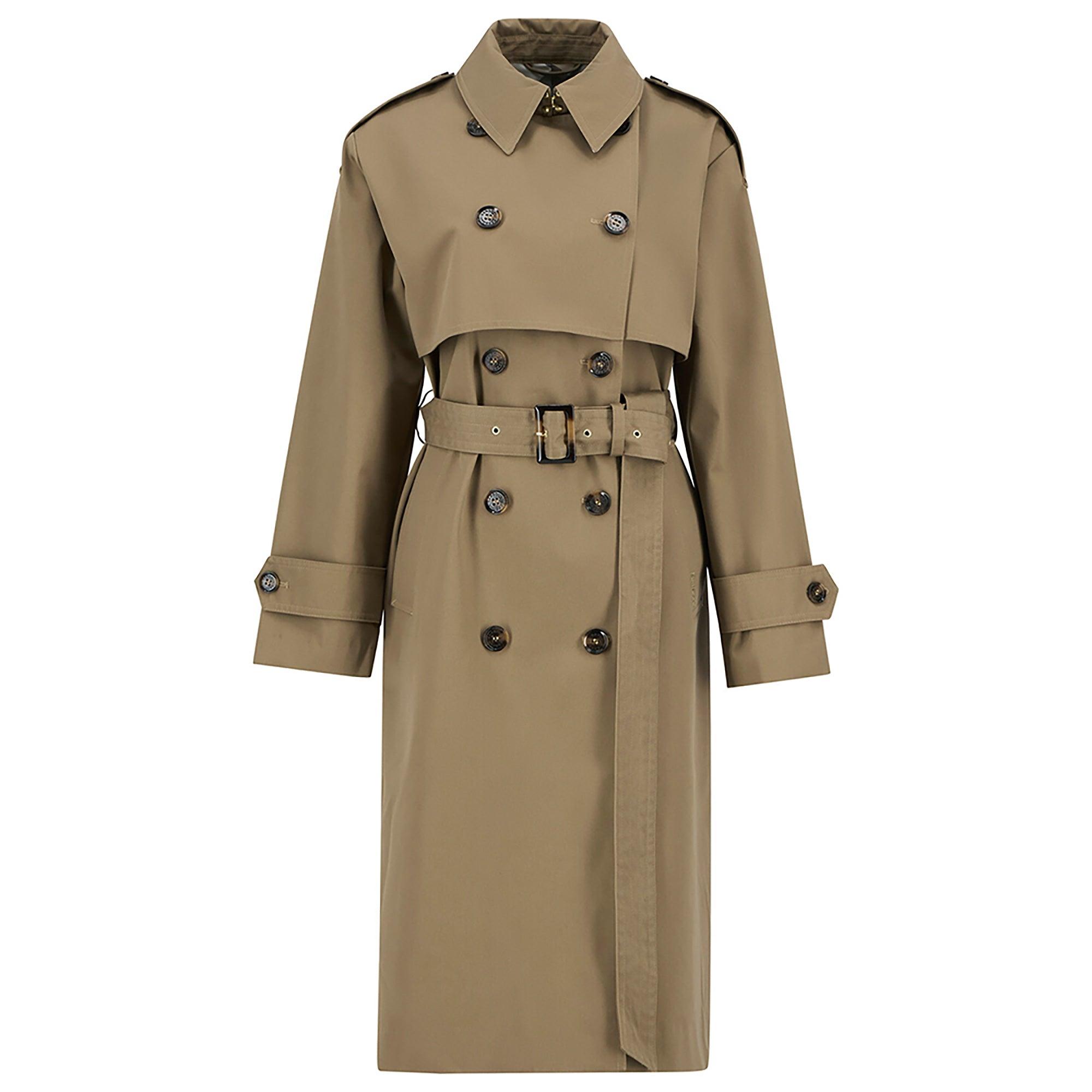 Product image 1 of 9 of Barbour Women's Aoife Showerproof Trench Coat - Military Brown/Hessian Tartan