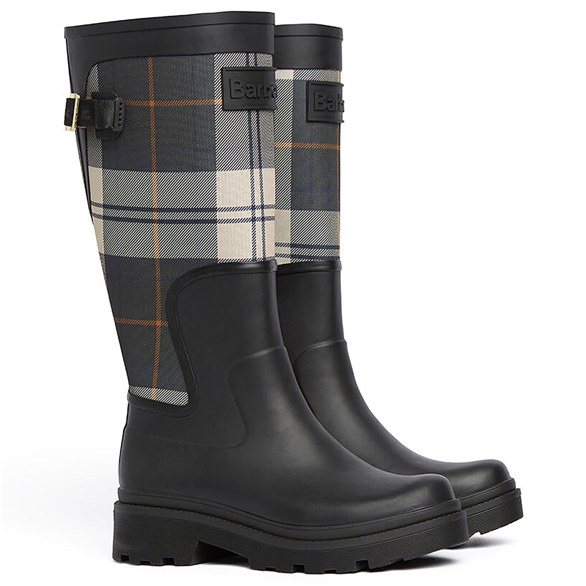 Product image 1 of 10 of Barbour Women's Dena Tall Wellington Boots - Black/Ancient Tartan