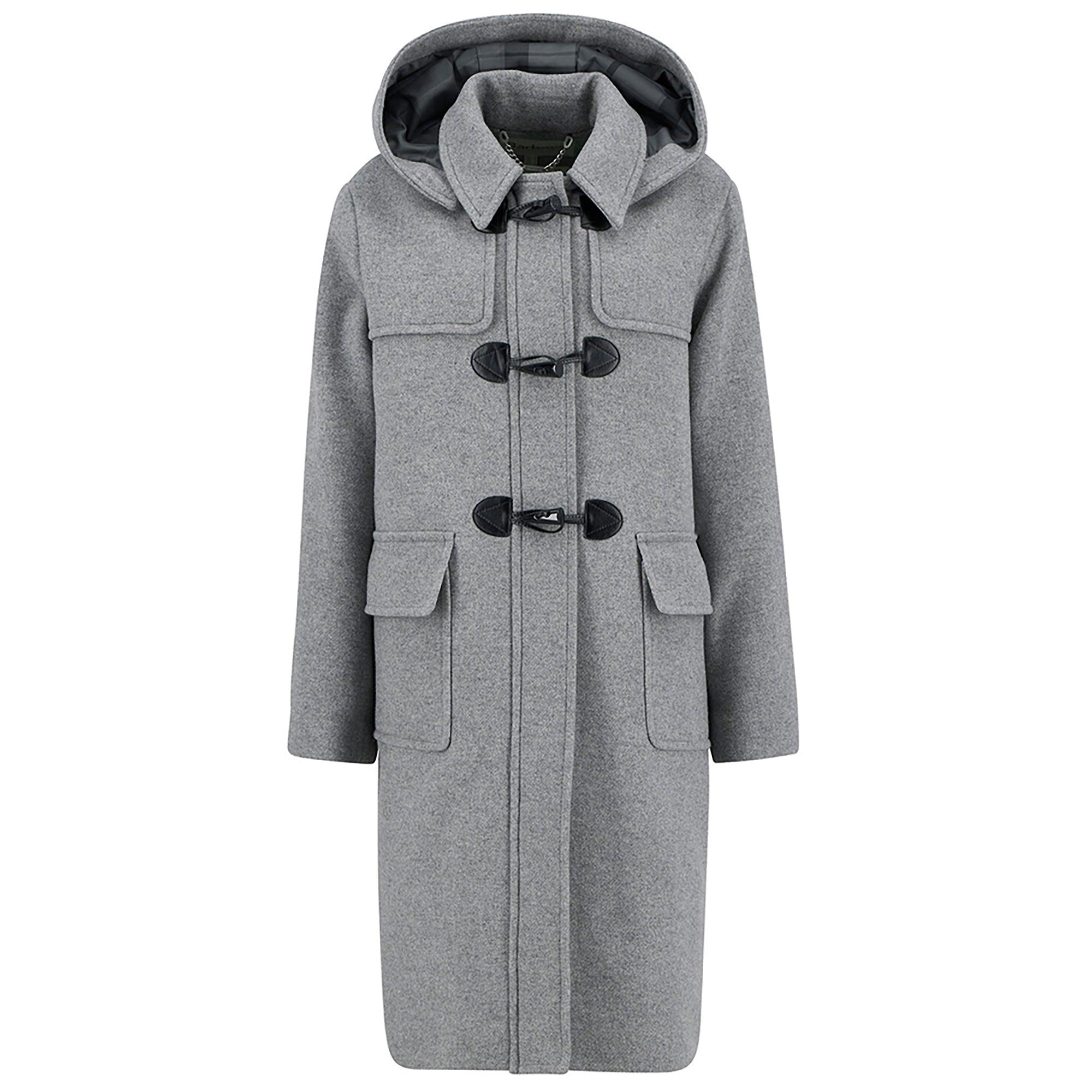 Product image 1 of 8 of Barbour Women's Melody Wool Duffle Coat - Light Grey Marl/Onyx Tartan