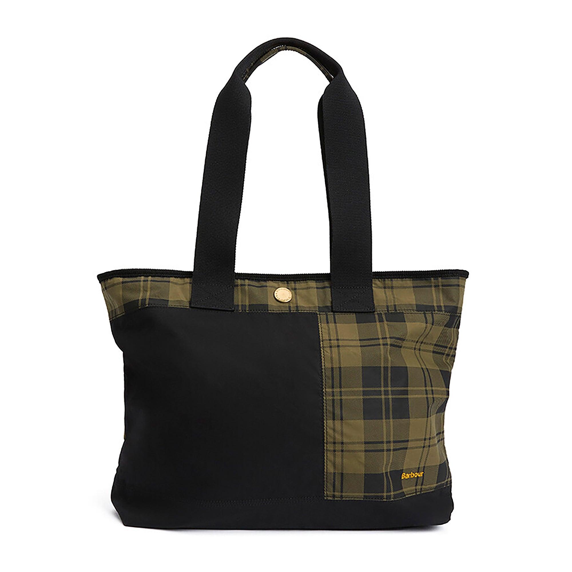 Product image 1 of 12 of Barbour Women's Mya Patchwork Tote Bag - Black/Olive Check