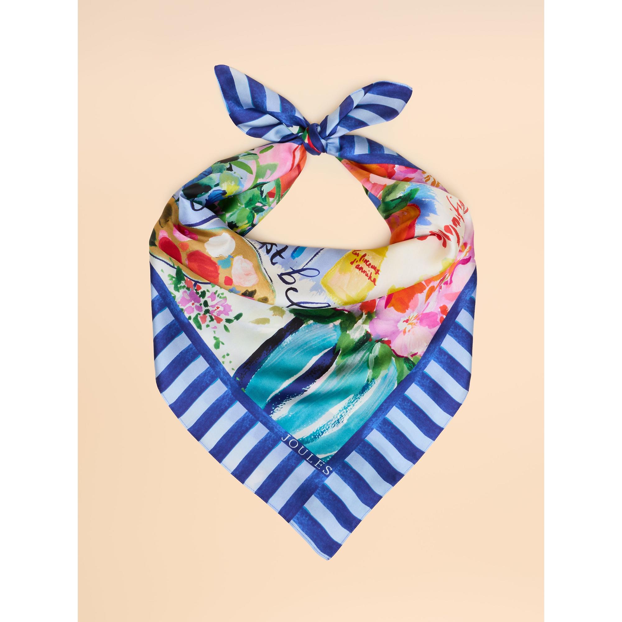 Product image 2 of 7 of Joules Women's Bloomfield Silk Scarf - Blue