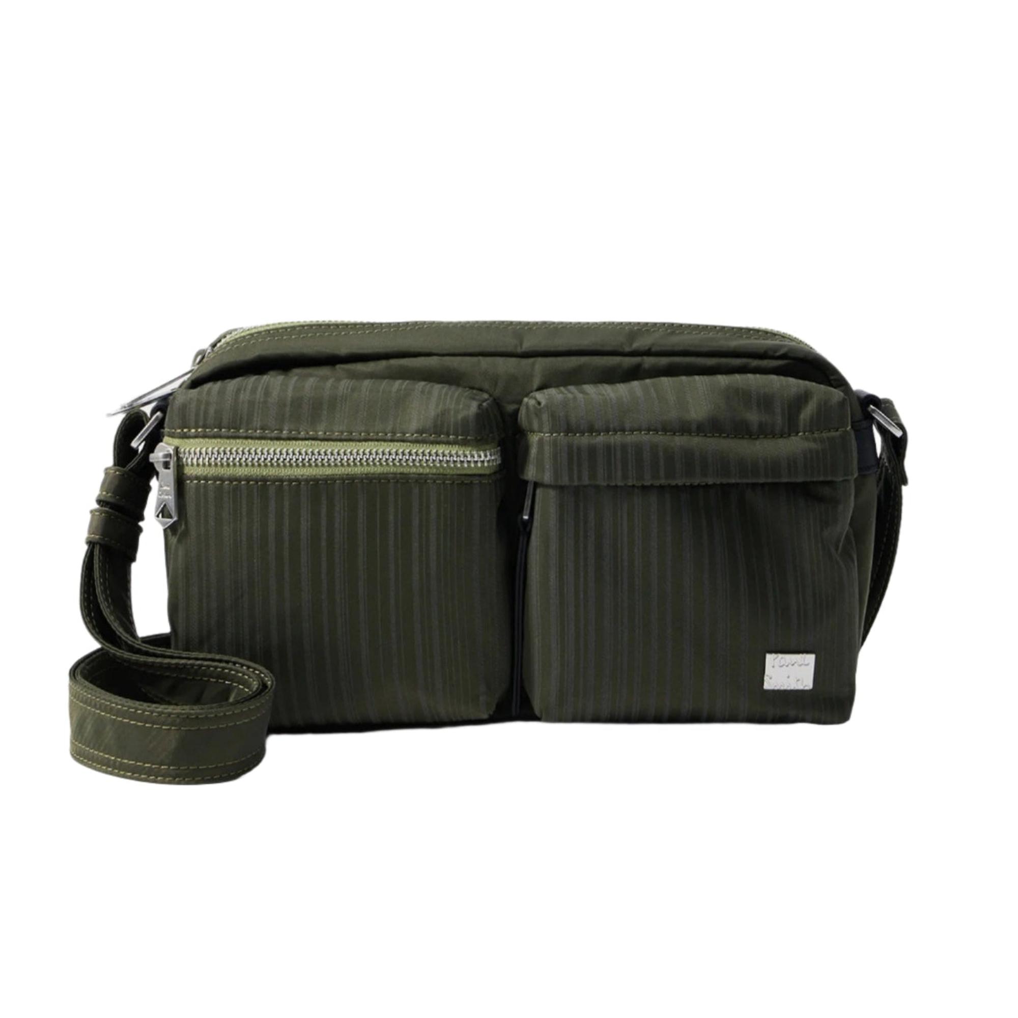 Product image 1 of 10 of Paul Smith Men's 'Laser Stripe' Recycled-Nylon Crossbody Bag - Green