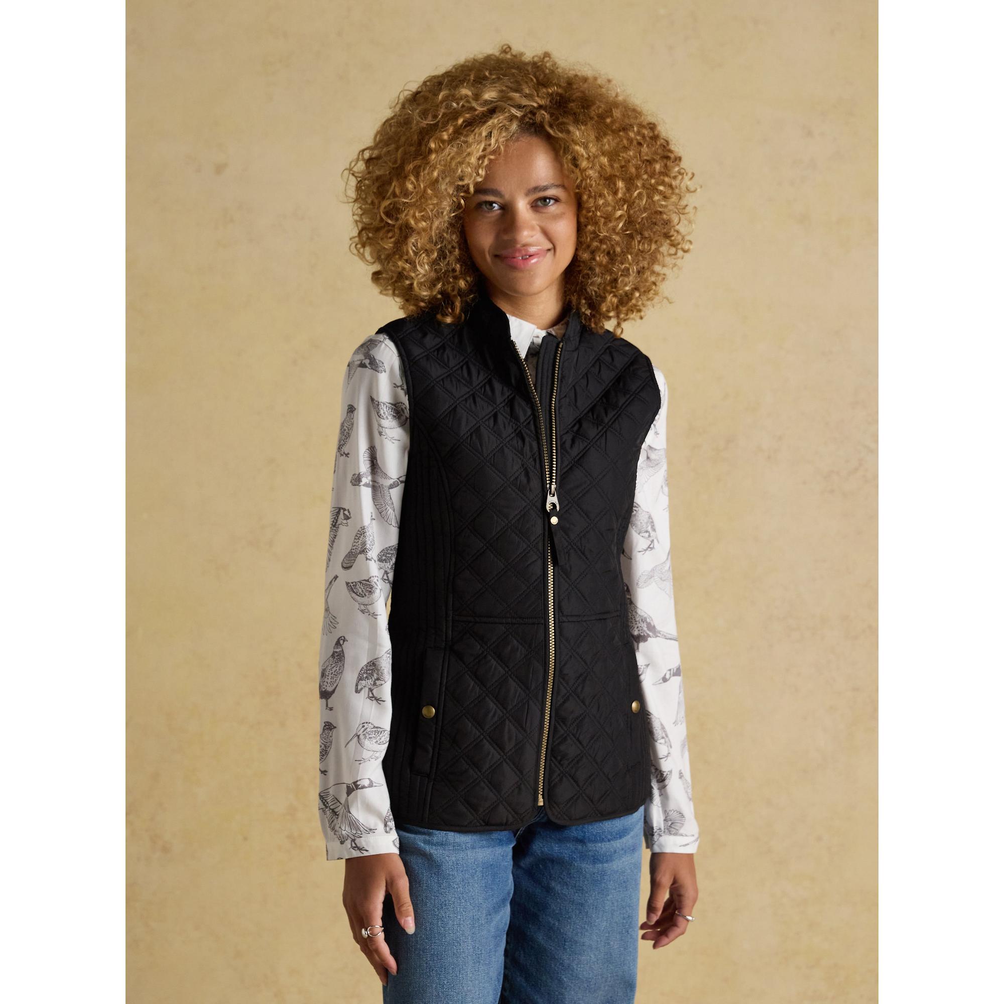 Product image 2 of 10 of Joules Women's Minx Showerproof Diamond Quilted Gilet - Black