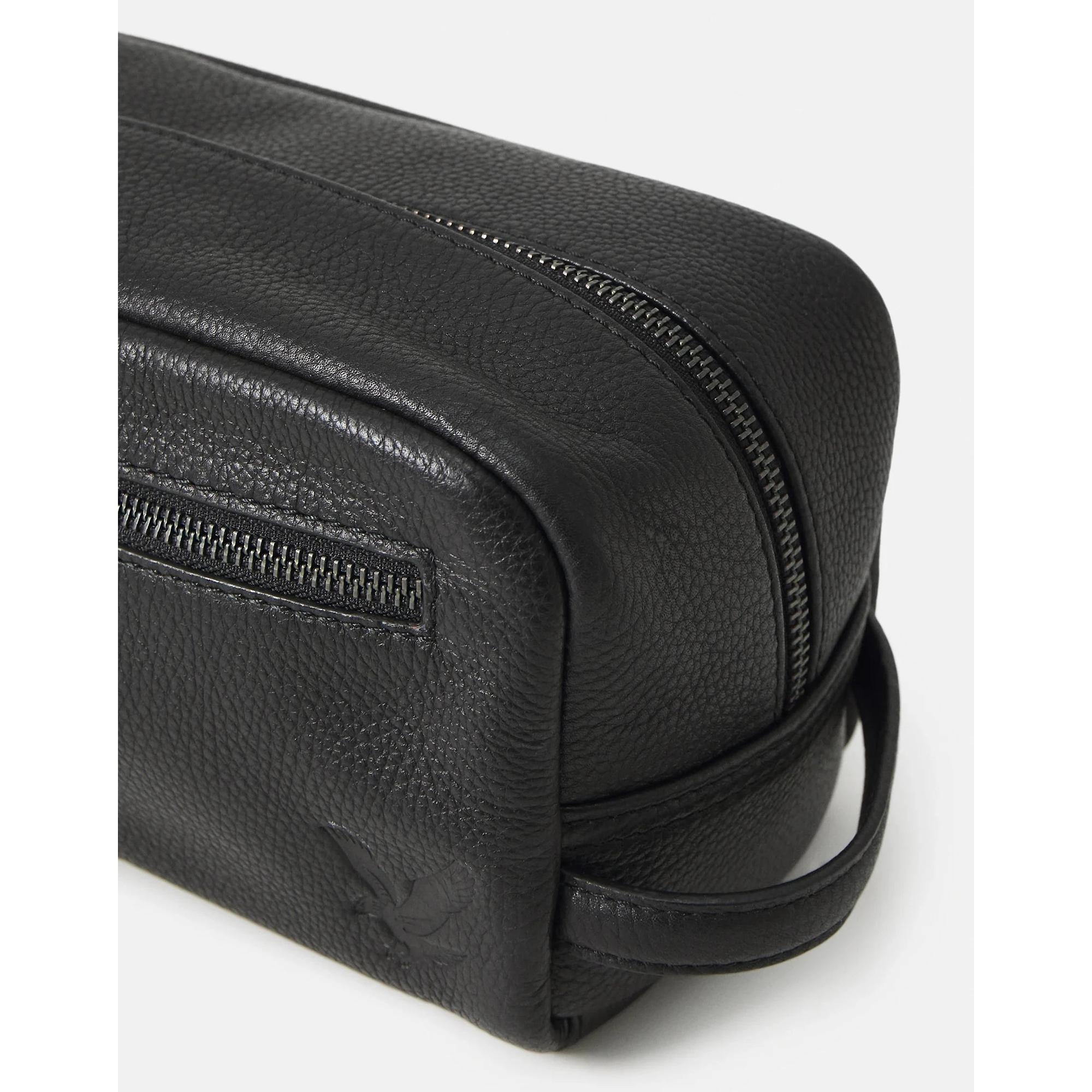 Product image 3 of 5 of Lyle & Scott Leather Wash Bag - Jet Black