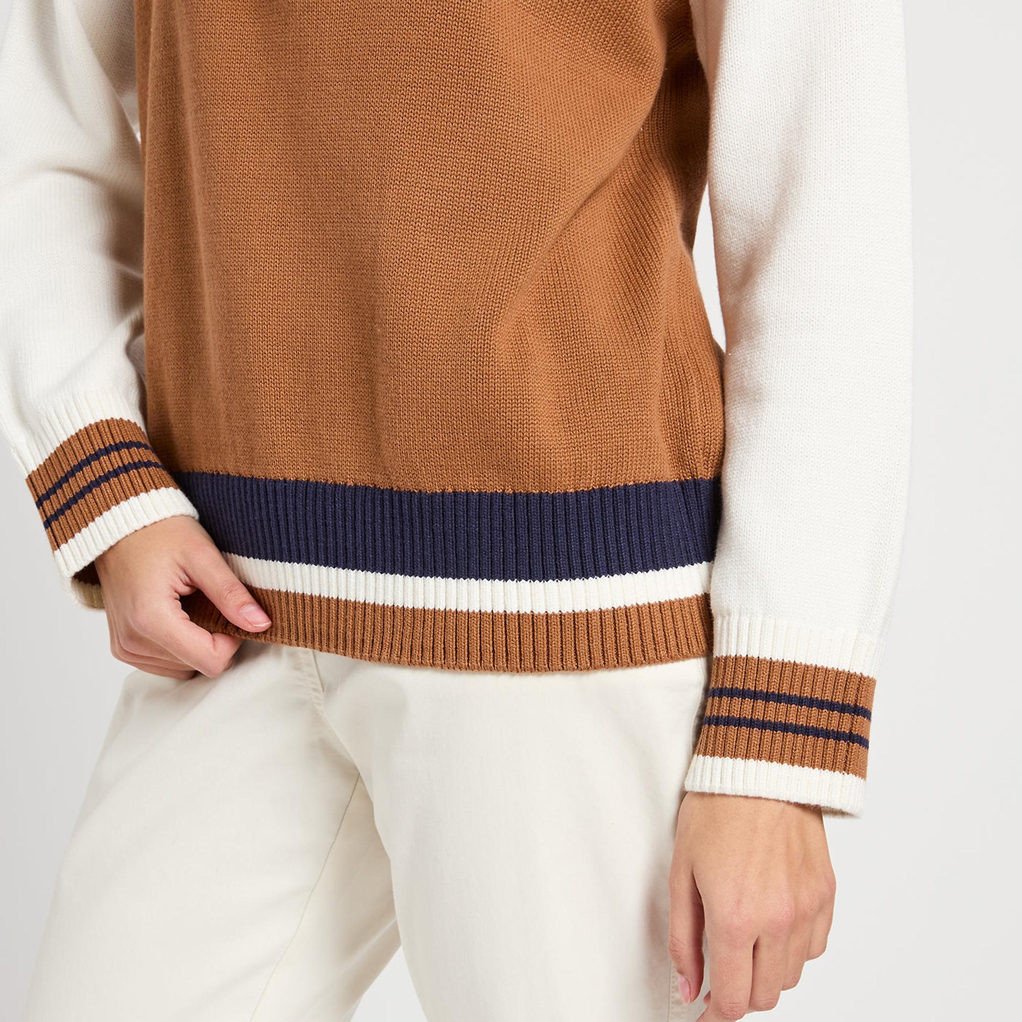 Product image 4 of 7 of Joules Women's Varsity Colourblock Quarter Zip Jumper - Tan Brown