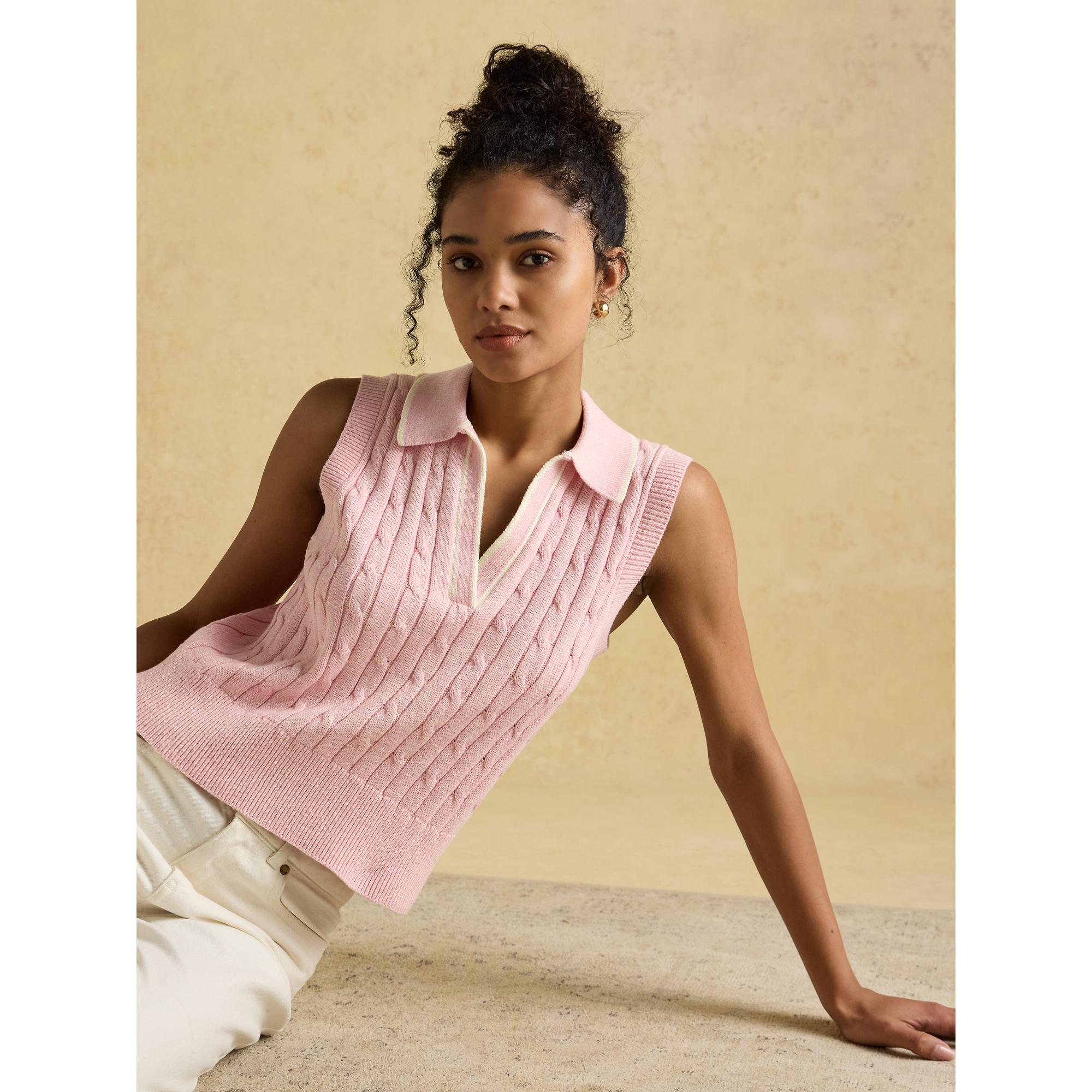 Product image 5 of 6 of Joules Women's Janey Collar Cable Knit Tank - Pink