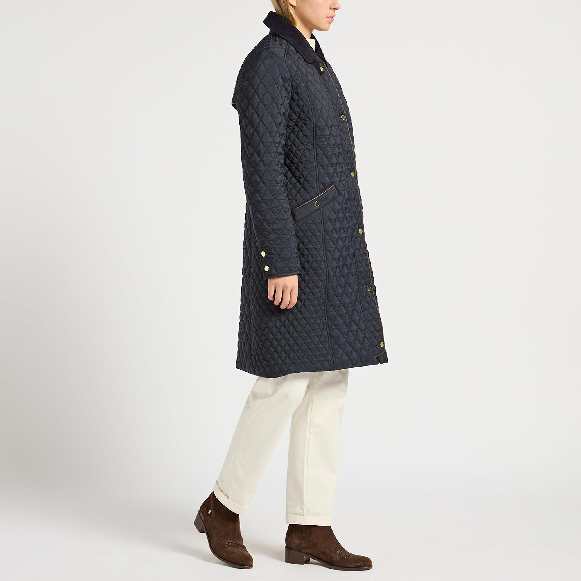 Product image 6 of 6 of Joules Women's Rosewell Long Showerproof Longline Quilted Coat - Navy
